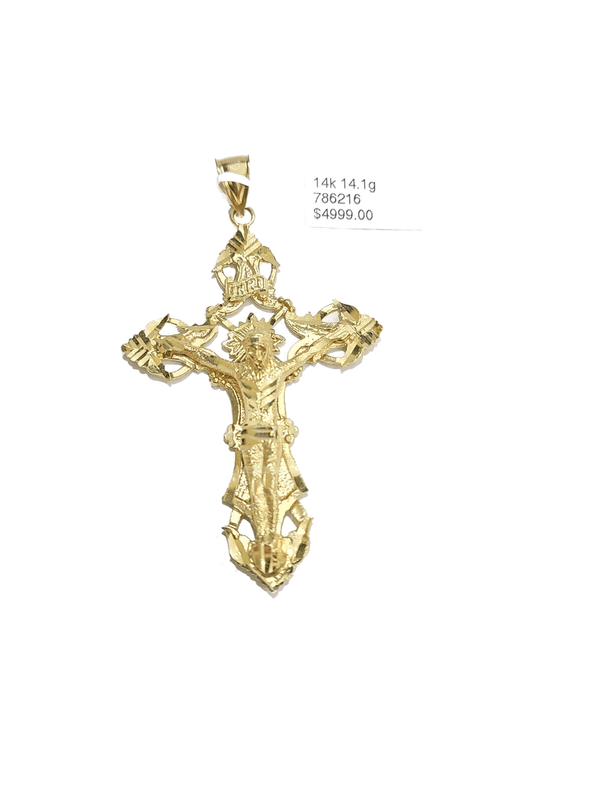 Real 14k Gold Jesus Crucifix Cross Charm Pendant 3" inch 14kt Yellow Gold - GoldenlinQ