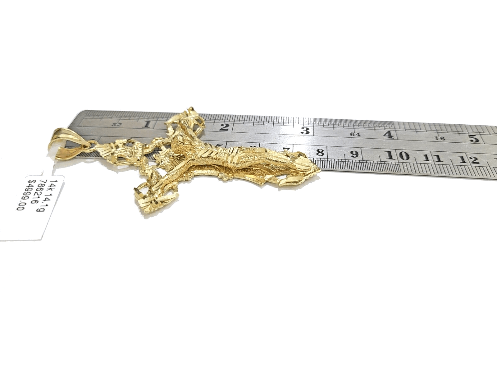 Real 14k Gold Jesus Crucifix Cross Charm Pendant 3" inch 14kt Yellow Gold - GoldenlinQ