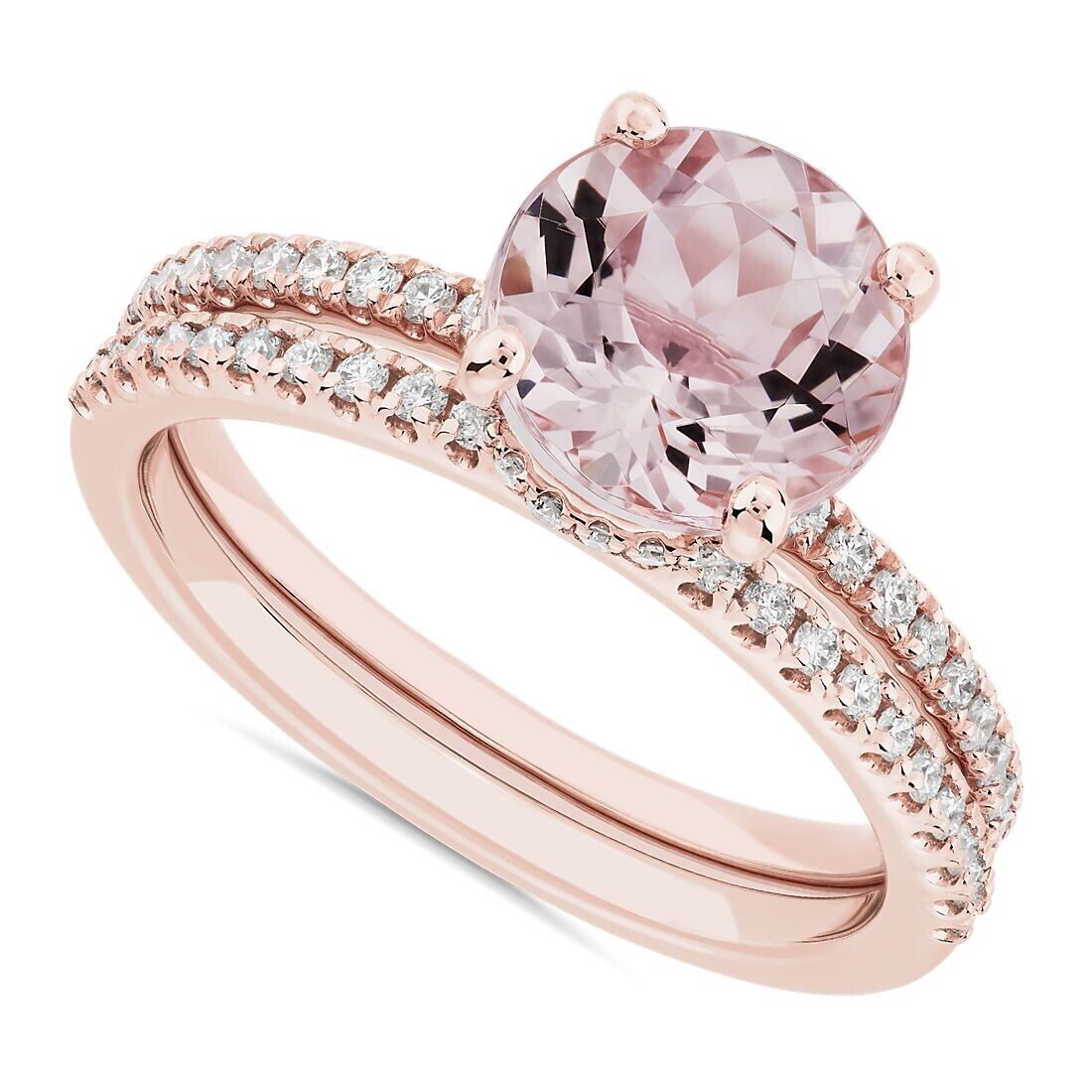 Real 14k Gold Ladies Diamond Ring 0.50CT Size 7 Rose Petite Micropav�� Band 14kt - GoldenlinQ