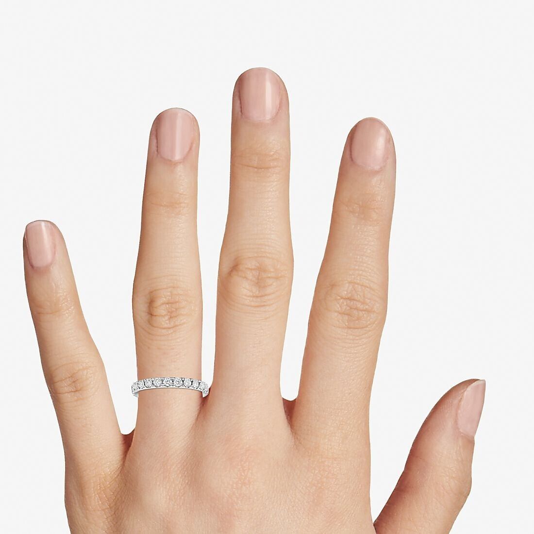 Real 14k Gold Ladies Diamond Ring 2CT Size 7 White Riviera Pav�� Wedding Band - GoldenlinQ