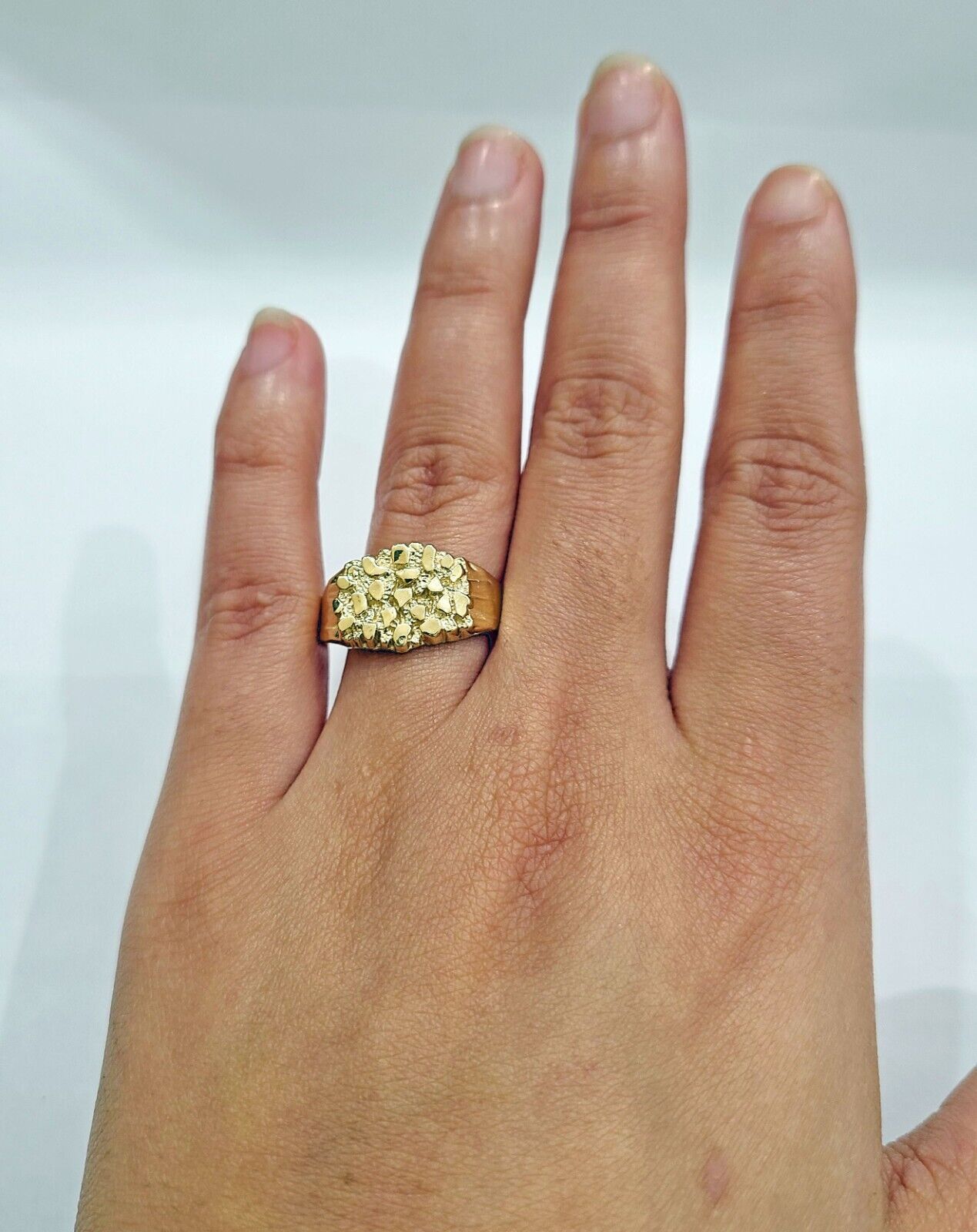 Real 14k Gold Men's Ring Nugget Size 10.5 14kt Yellow Gold Unisex - GoldenlinQ