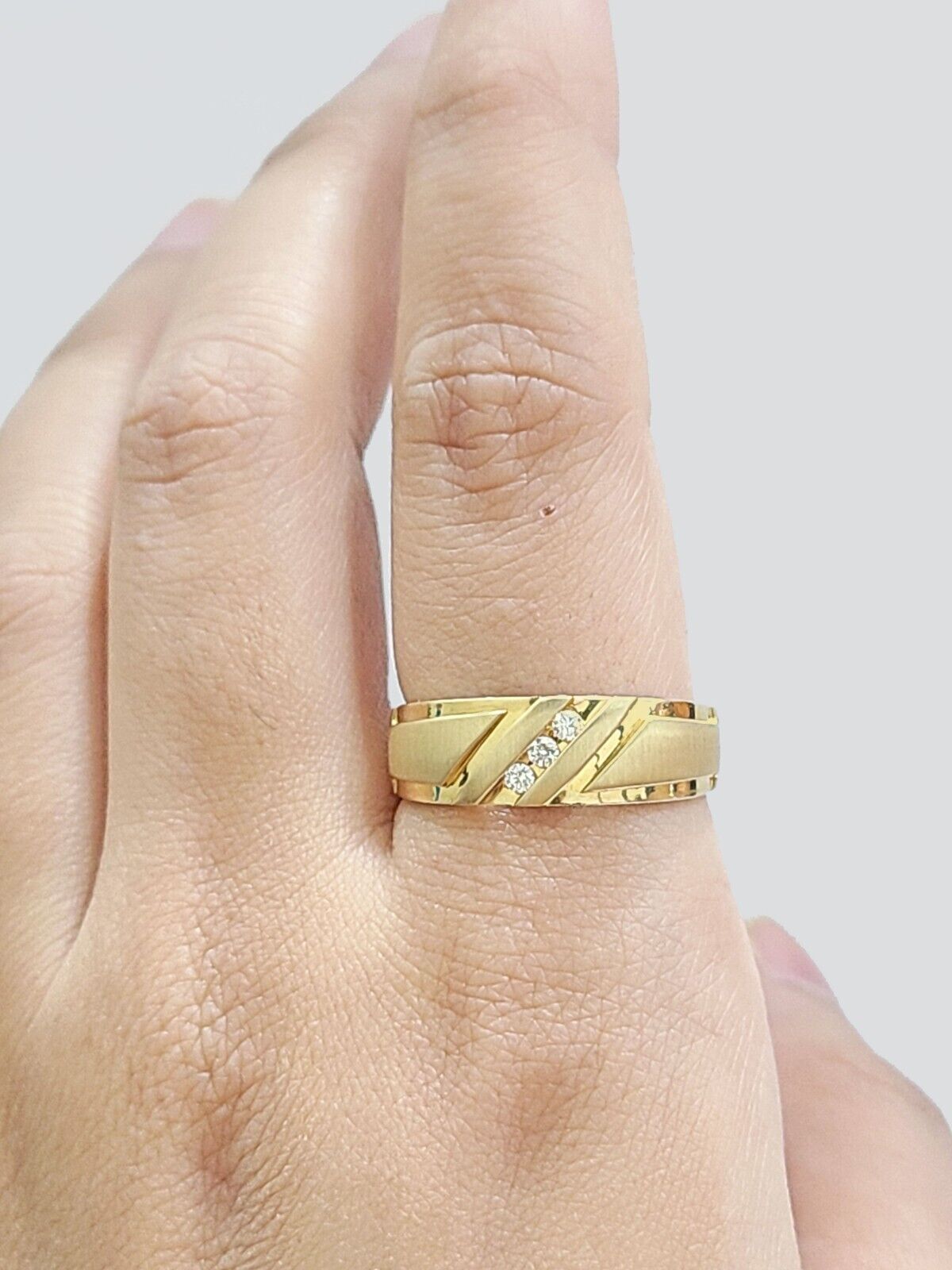 Real 14k Gold Men's Ring size 10.5 14kt Yellow gold, Wedding Band Diamond - GoldenlinQ