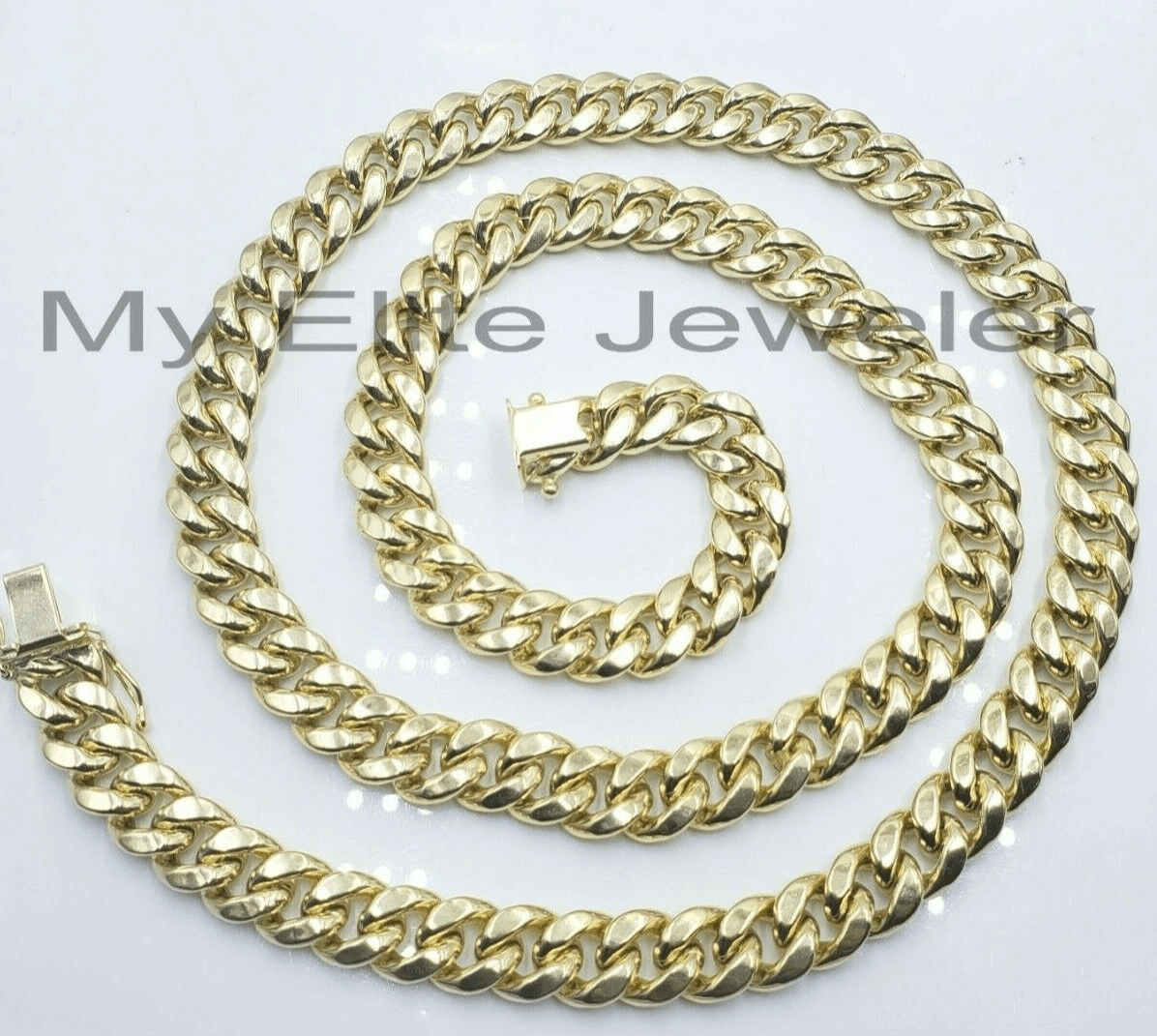 REAL 14k Gold Miami Cuban Link 26" Mens Necklace 9mm Box Clasp 14 KT Yellow Gold - GoldenlinQ