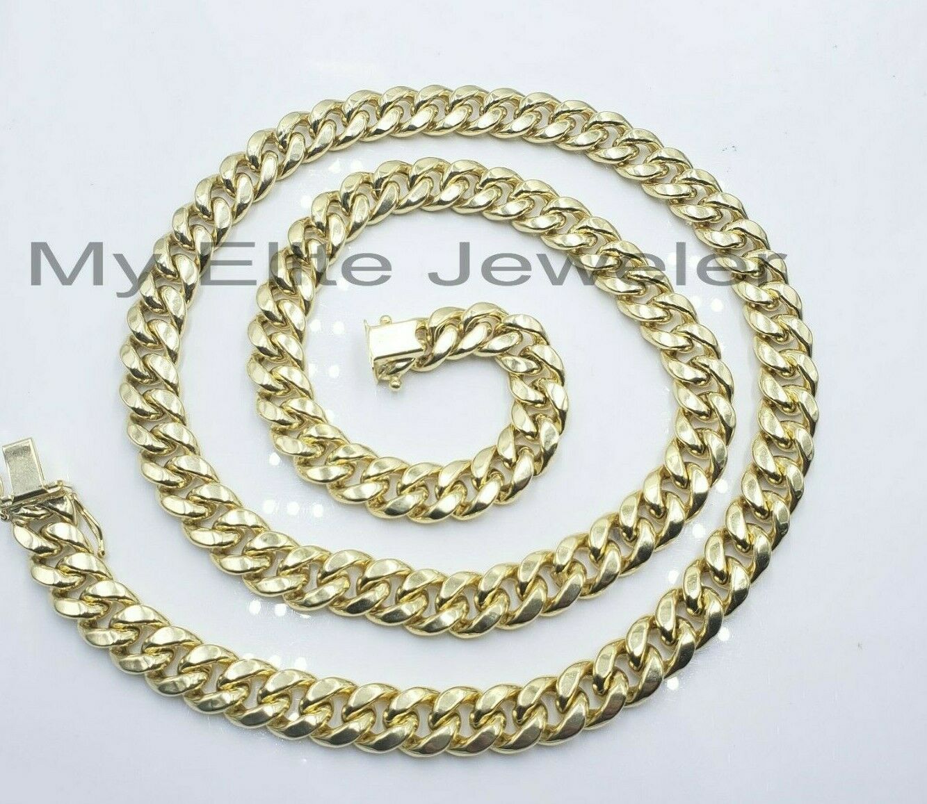 REAL 14k Gold Miami Cuban Link 26" Mens Necklace 9MM Box Clasp 14 KT Yellow Gold - GoldenlinQ