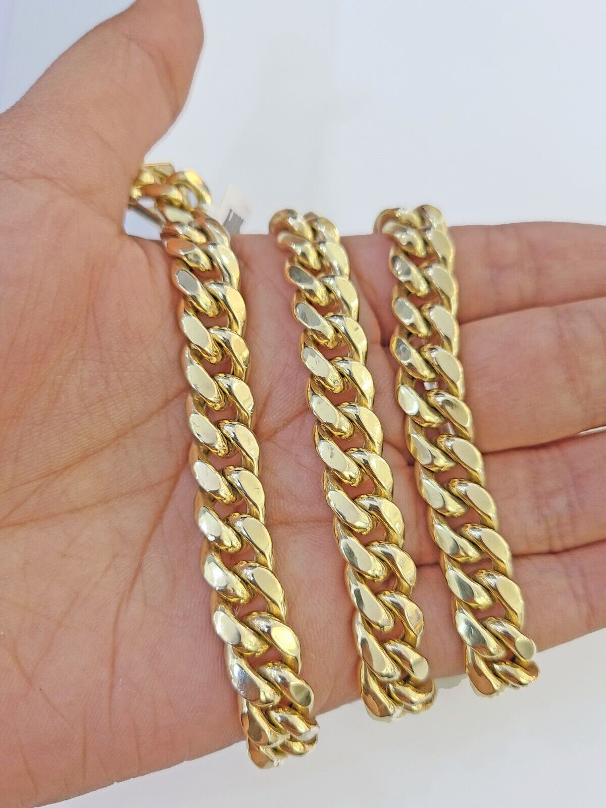 Real 14k Gold Miami Cuban Link Chain Necklace 10mm 20 inches Box lock 14kt - GoldenlinQ