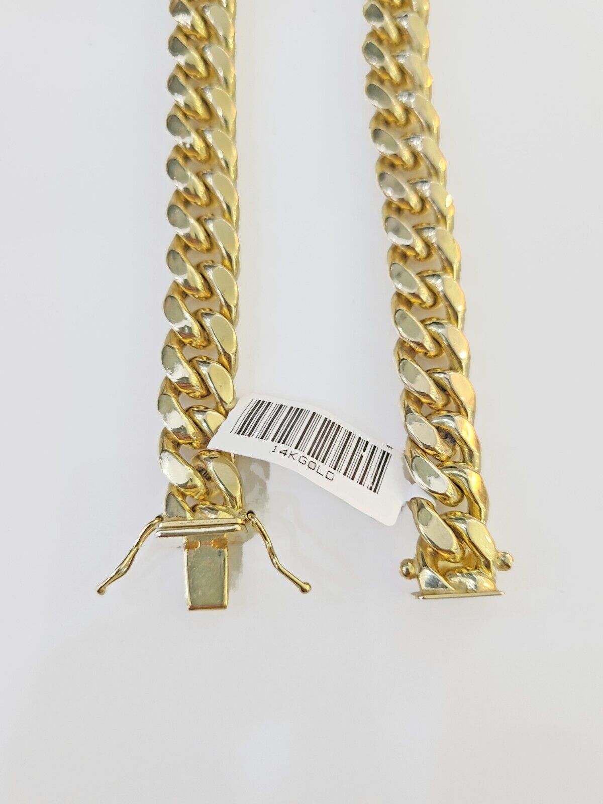 Real 14k Gold Miami Cuban Link Chain Necklace 10mm 20 inches Box lock 14kt - GoldenlinQ