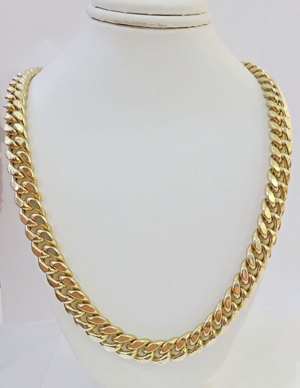 Real 14k Gold Miami Cuban Link Chain Necklace 10mm 20 inches Box lock 14kt - GoldenlinQ