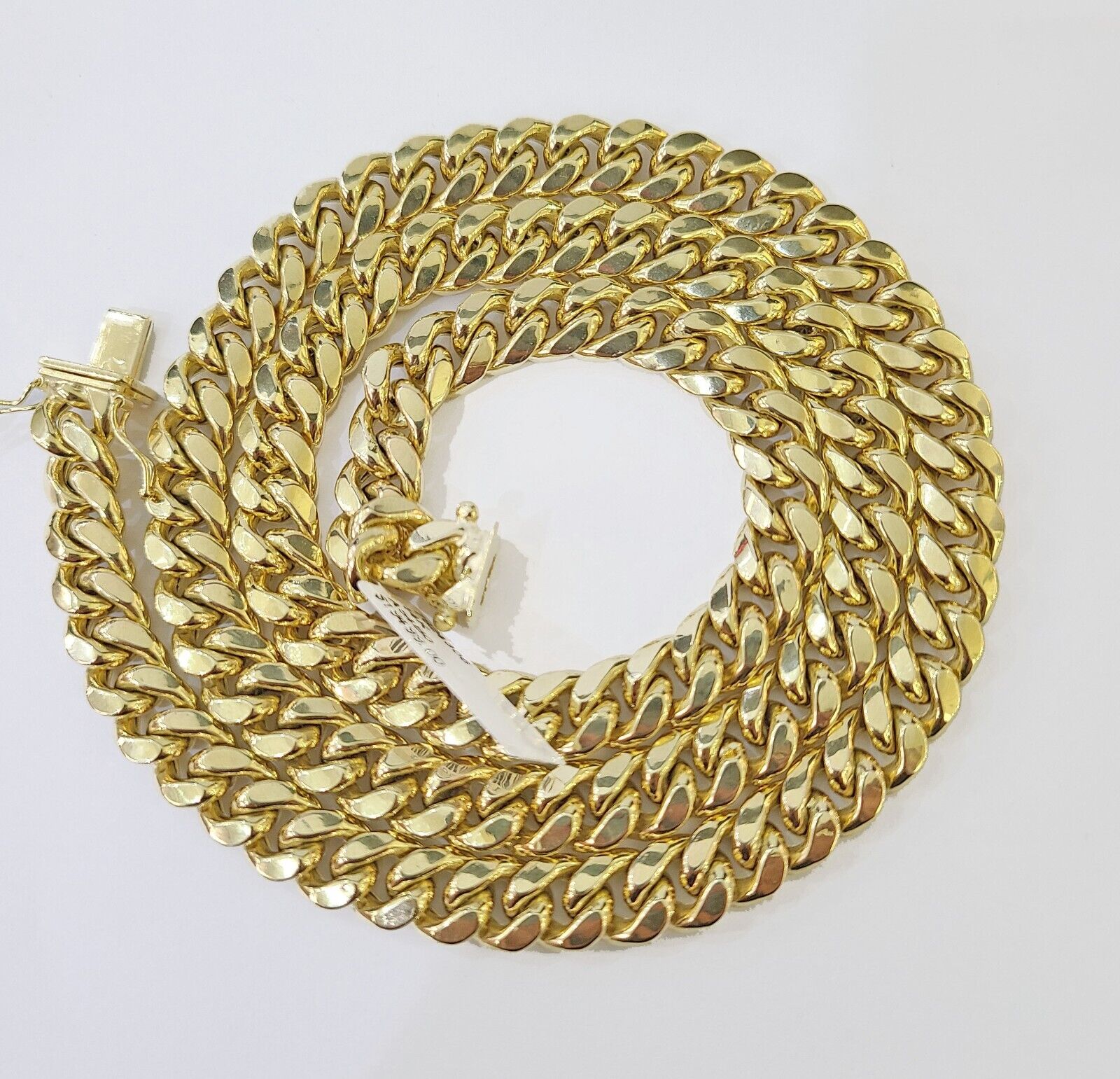 Real 14k Gold Miami Cuban Link Chain Necklace 9mm 24 inches Box lock 14kt - GoldenlinQ
