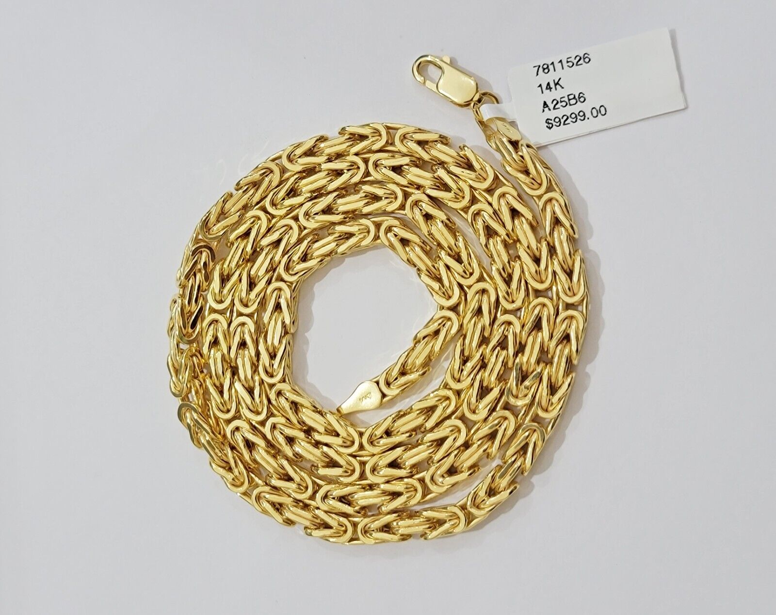 Real 14k Gold Necklace Byzantine Chain 20 Inch Lobster 4mm Mens 14kt Yellow Gold - GoldenlinQ