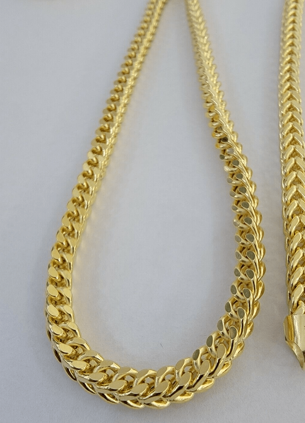 Real 14k Gold Necklace Franco Chain 4mm 24 Inch Diamond Cut Mens 14k Yellow Gold - GoldenlinQ