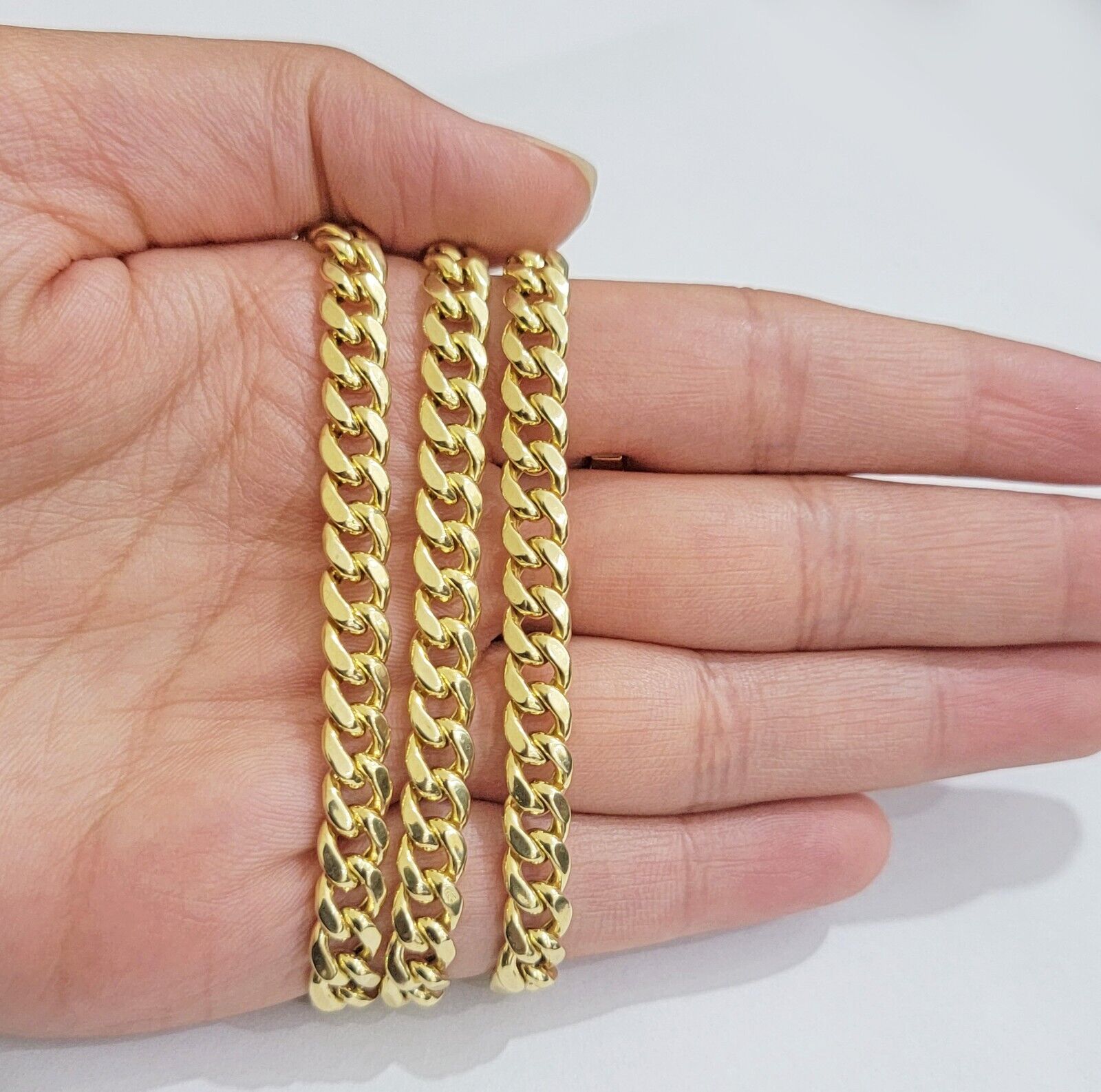 Real 14k Gold Necklace Miami Cuban Link chain 6mm 18" - 28" Strong, 14kt Yellow - GoldenlinQ