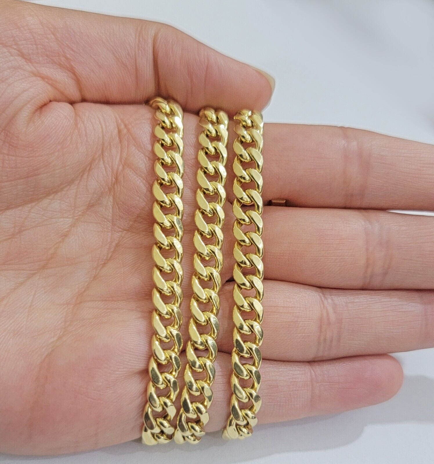 Real 14k Gold Necklace Miami Cuban Link chain 6mm 18" - 28" Strong, 14kt Yellow - GoldenlinQ