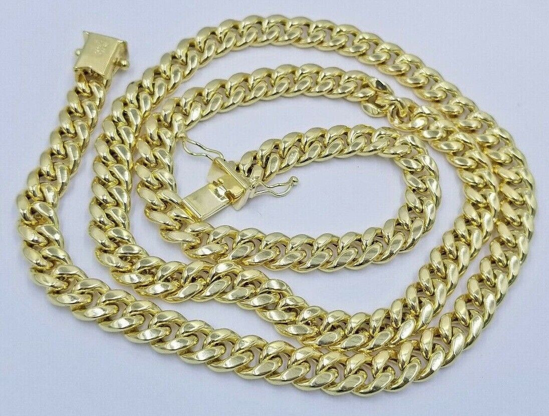 Real 14k Gold Necklace Miami Cuban Link chain 6mm 18" - 28" Strong, 14kt Yellow - GoldenlinQ