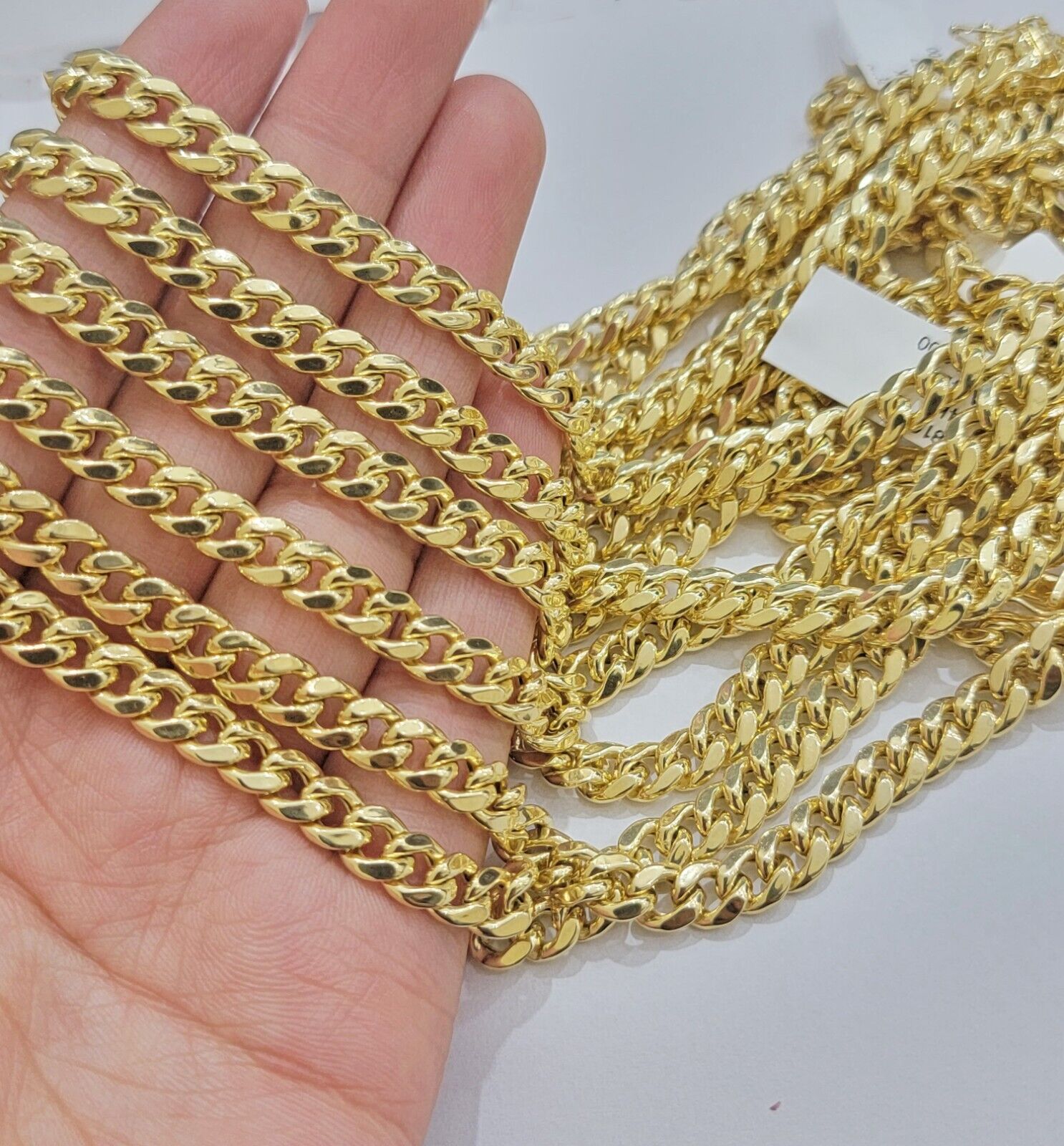 Real 14k Gold Necklace Miami Cuban Link chain 6mm 18" - 28" Strong, 14kt Yellow - GoldenlinQ