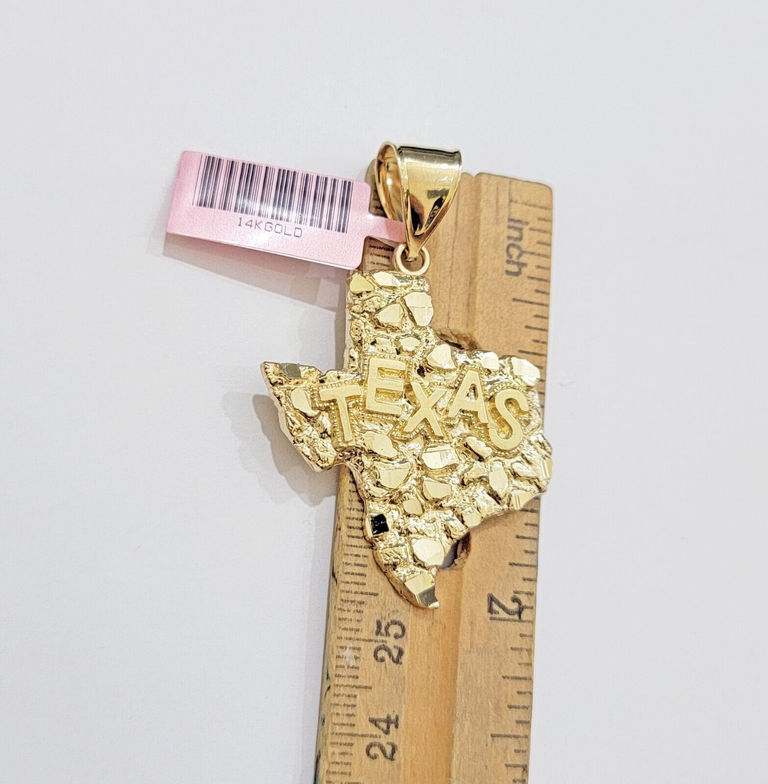 Real 14k Gold Rope Chain 14K Nugget Texas map Charm pendant & Necklace Set Men's - GoldenlinQ