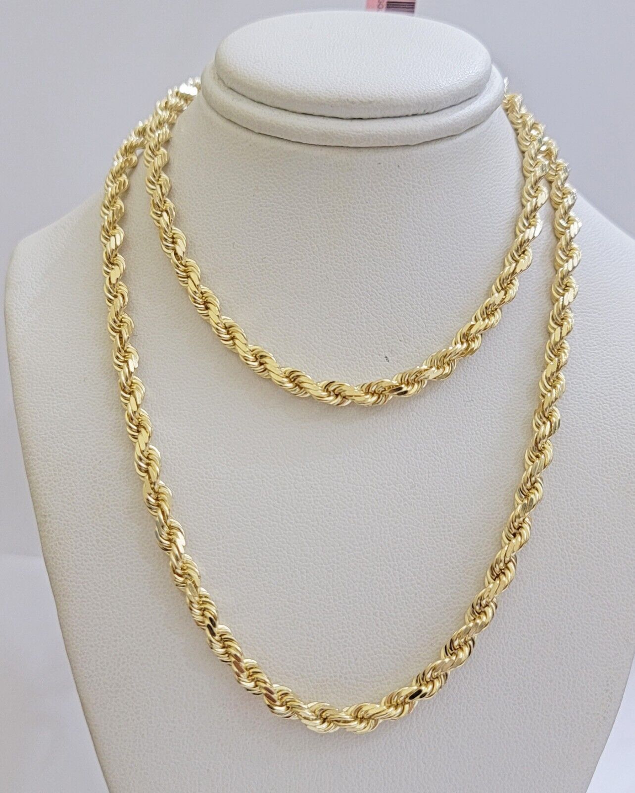 Real 14k Gold Rope Chain Necklace 6mm 18 - 28 Inch 14kt Yellow Gold Diamond Cut - GoldenlinQ