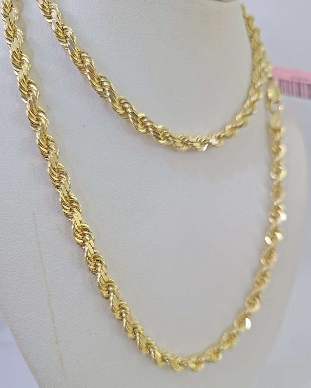 Real 14k Gold Rope Chain Necklace 6mm 18 - 28 Inch 14kt Yellow Gold Diamond Cut - GoldenlinQ