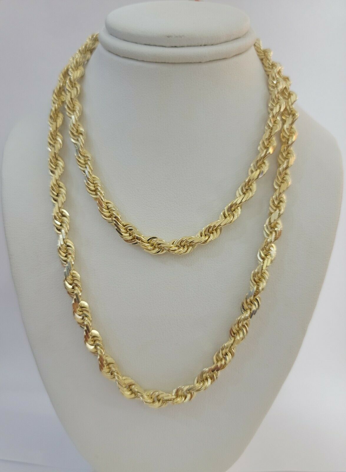 Real 14k gold Rope Chain Solid Necklace 6mm 26" inch Men women, 14kt yellow gold - GoldenlinQ