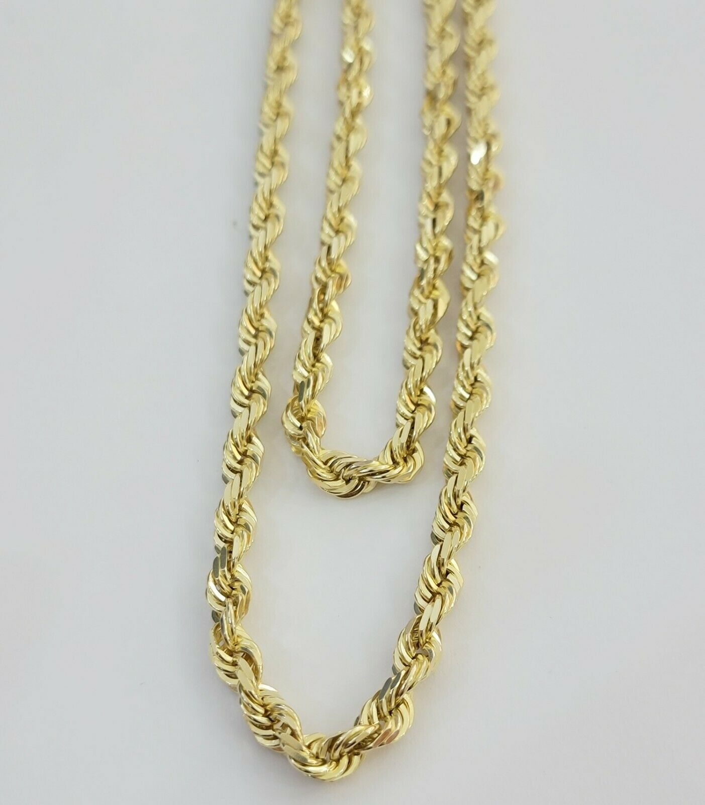 REAL 14k gold Rope Necklace 6mm chain, 14 kt Yellow Gold 22" Diamond Cut, SOLID - GoldenlinQ