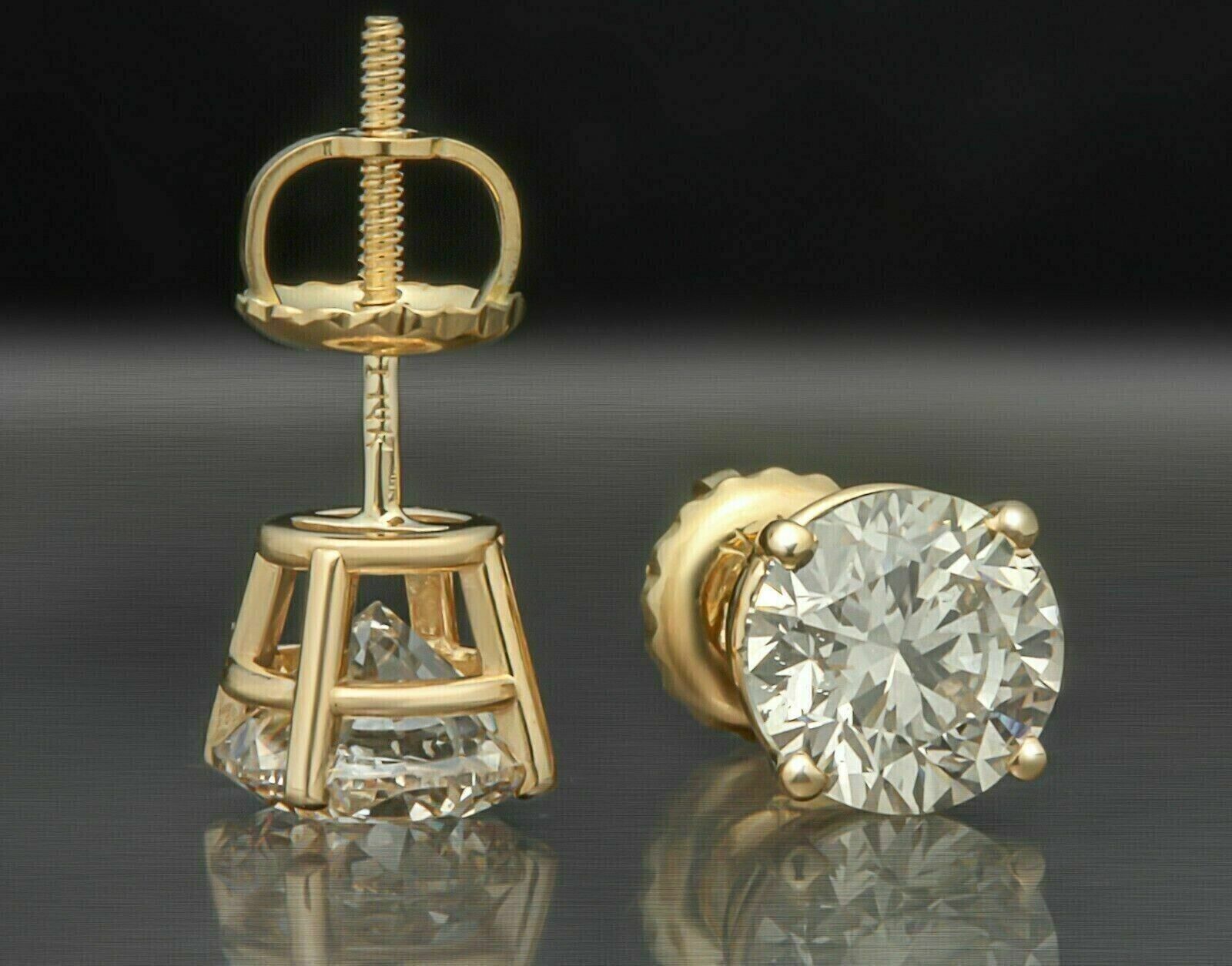 REAL 14k gold VS 1CT diamond Lab Created earring CHRISTMAS SALE With CERTIFICATE - GoldenlinQ