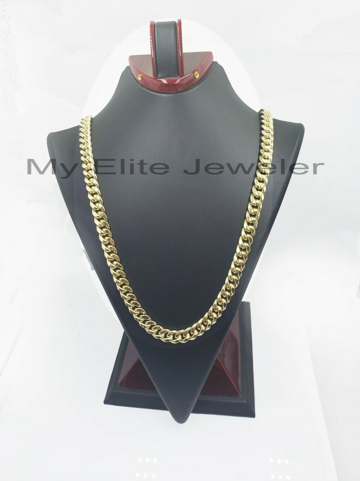Real 14k Mens Chain Miami Cuban Link Necklace 24" 9mm 14KT Yellow Gold Box lock - GoldenlinQ