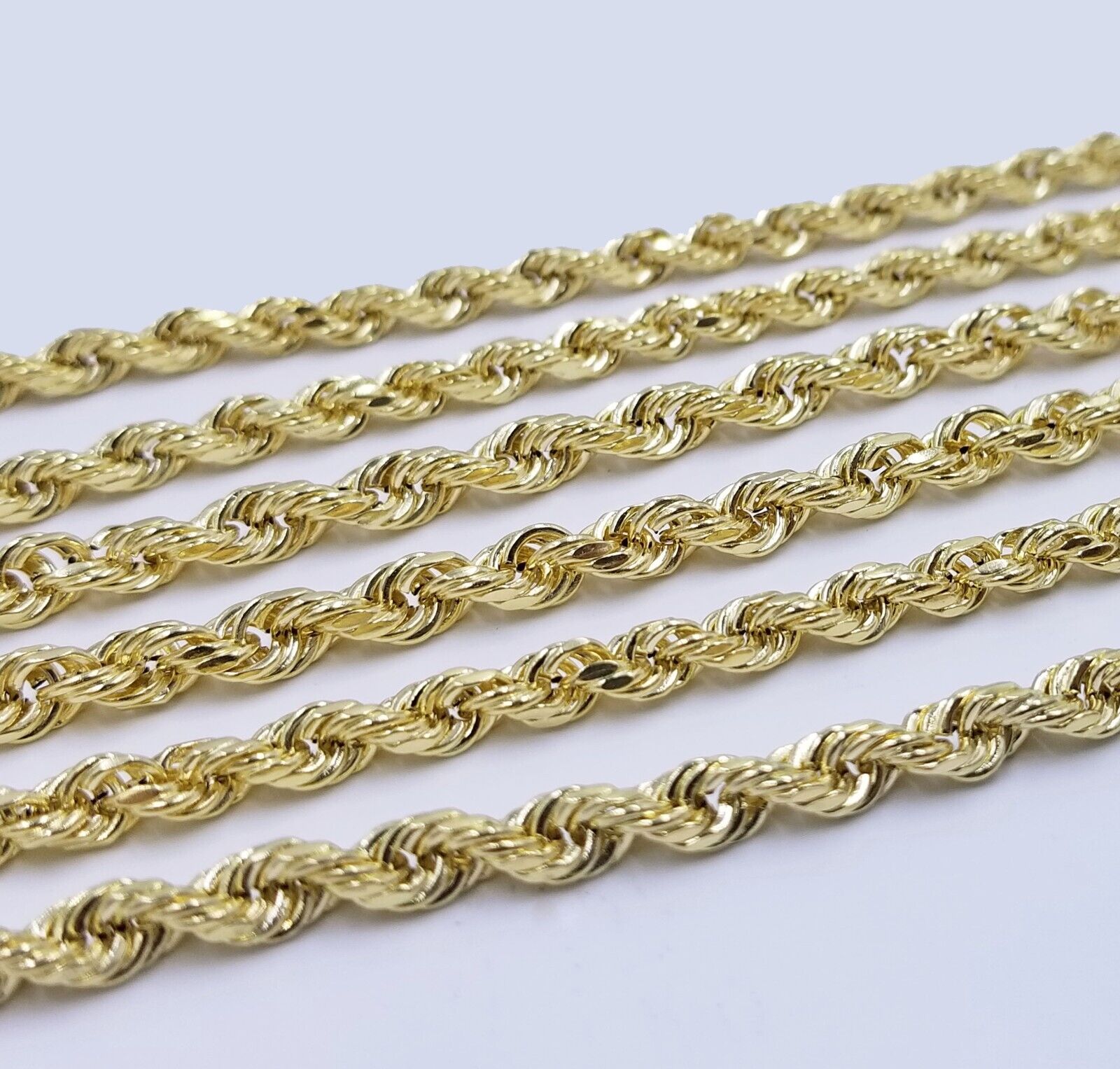 Real 14k Rope Chain Necklace 5mm 14kt Yellow Gold 18" 20" 22" 24" 26" inch Mens - GoldenlinQ