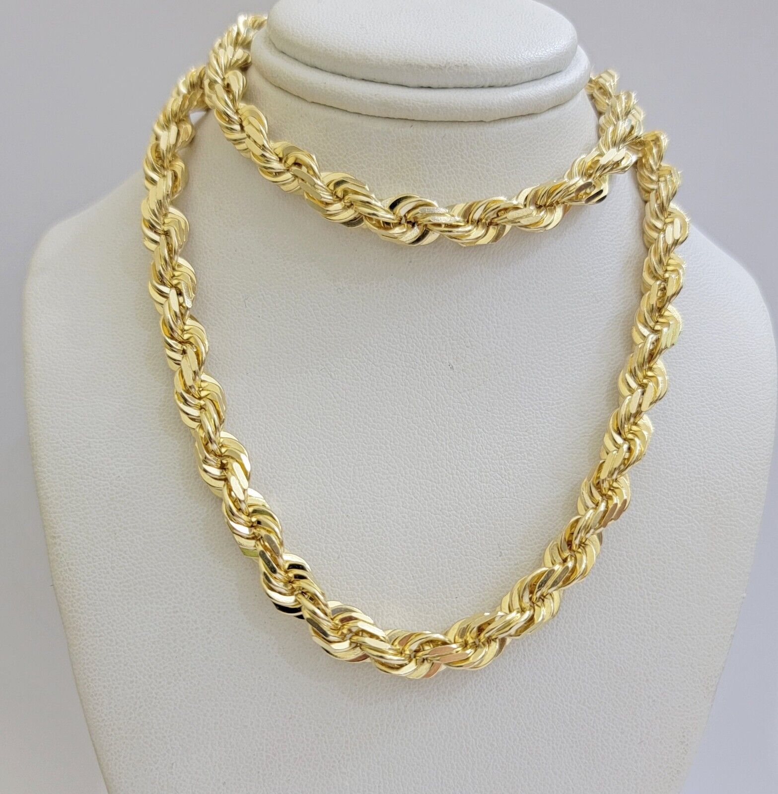 Real 14k Rope Chain Necklace 7mm Mens 14kt Yellow Gold 18 in - 30 inch SOLID - GoldenlinQ