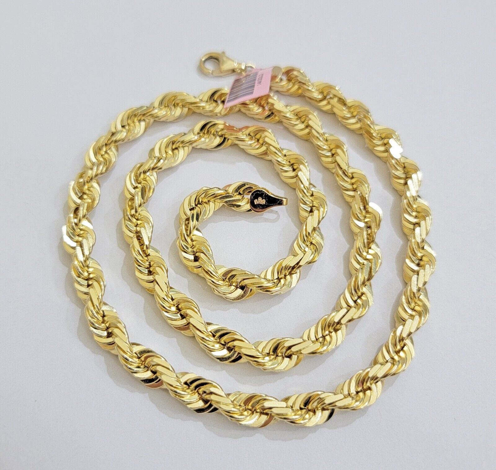 Real 14k Rope Chain Necklace 7mm Mens 14kt Yellow Gold 18 in - 30 inch SOLID - GoldenlinQ