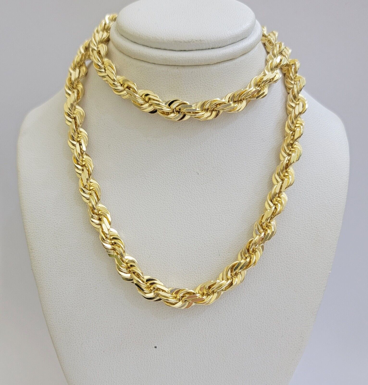 Real 14k Rope Chain Necklace 7mm Mens 14kt Yellow Gold 18 in - 30 inch SOLID - GoldenlinQ