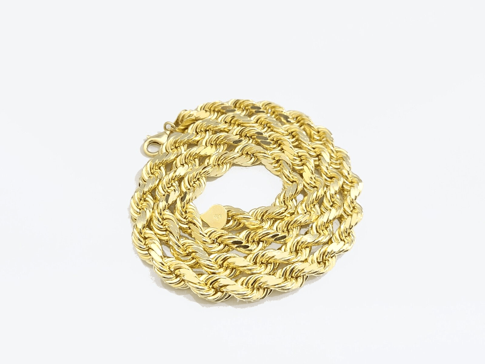 Real 14k Solid Yellow Gold Necklace Rope Chain 7mm 24" inch 14kt Chain Unisex - GoldenlinQ