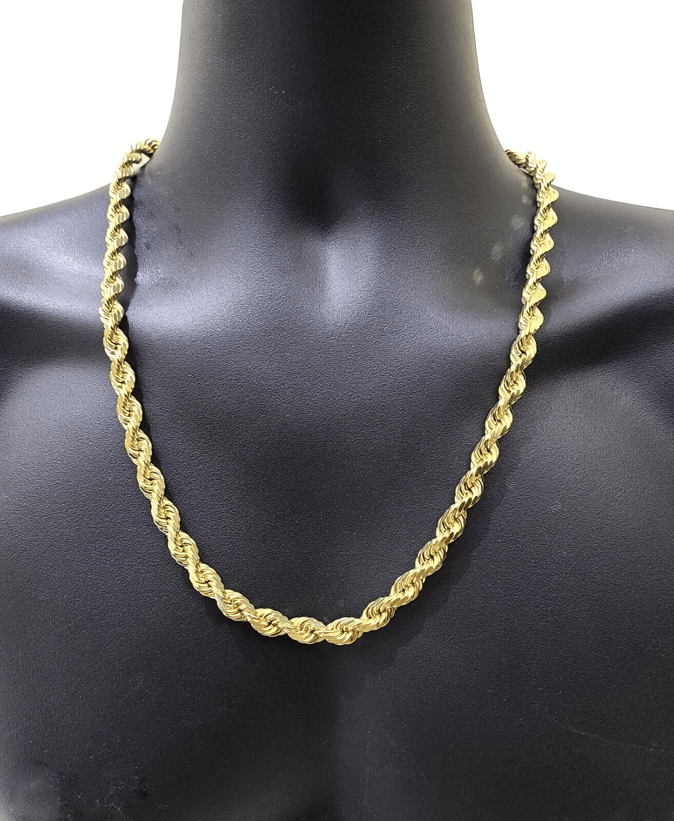 Real 14k Solid Yellow Gold Necklace Rope Chain 7mm 24" inch 14kt Chain Unisex - GoldenlinQ
