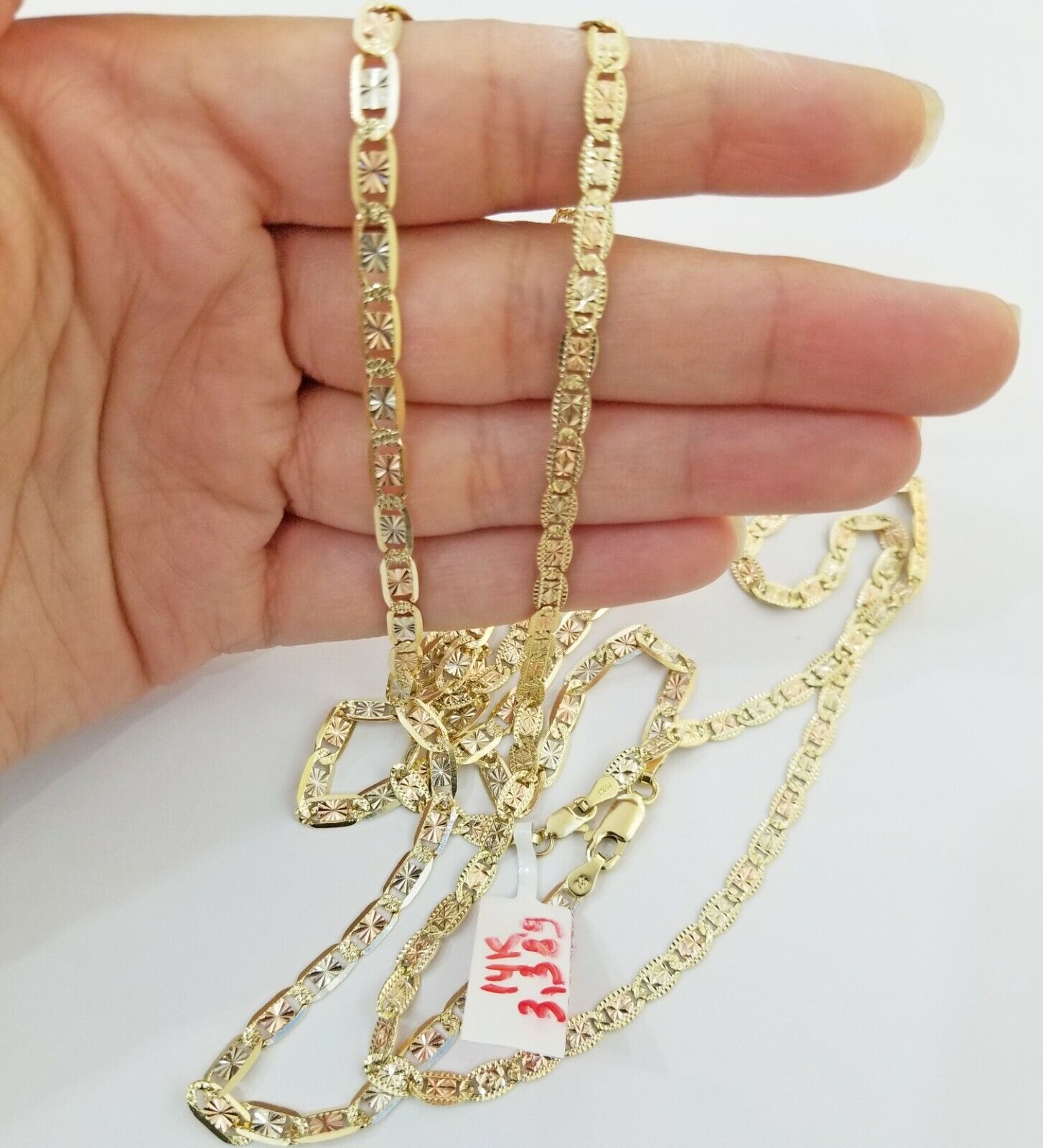 REAL 14k Trio Gold Necklace chain Ladies 3mm 3.5mm 5mm 18" - 24" Women - GoldenlinQ