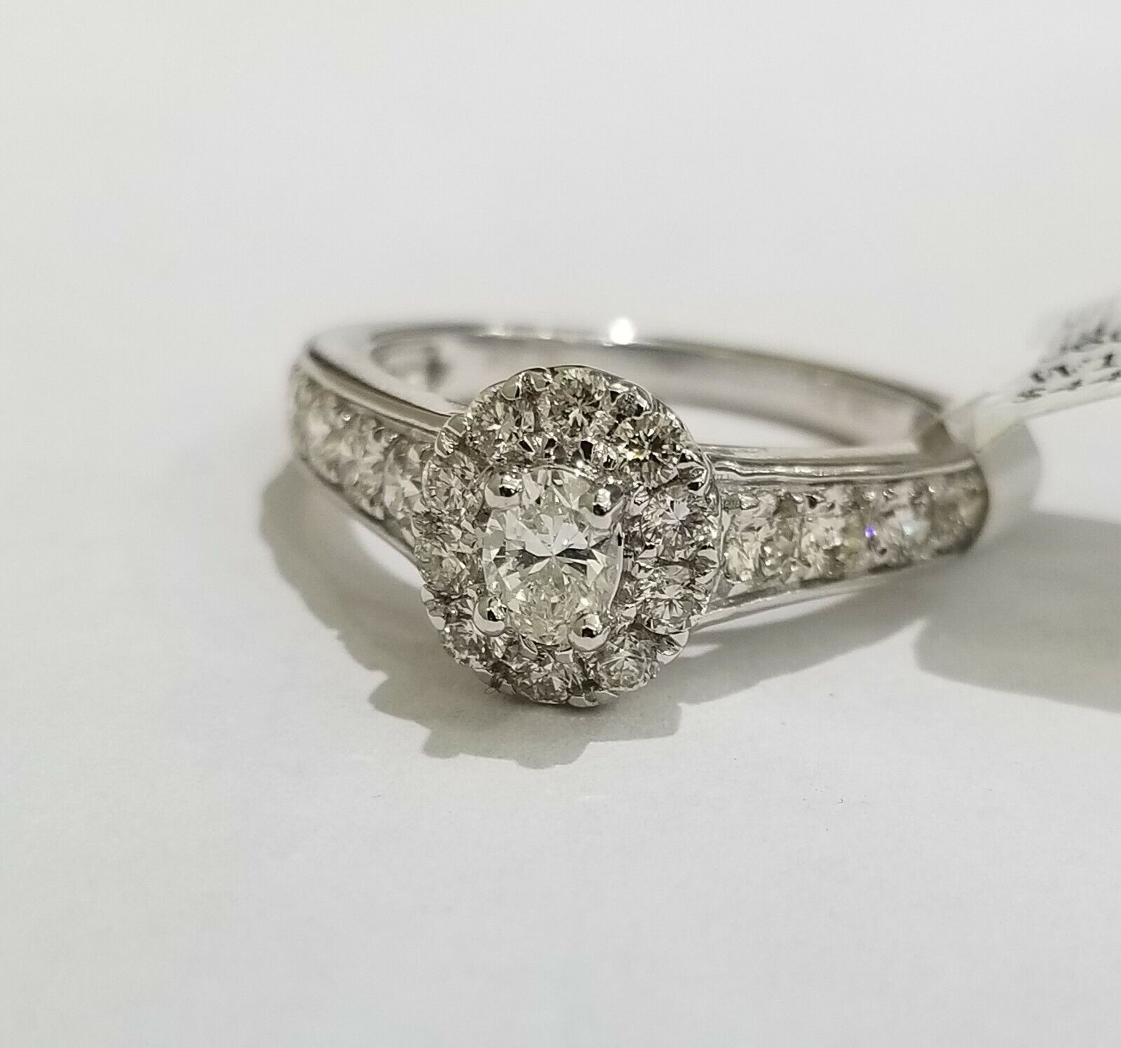REAL 14k White Gold 1.34 CT Diamonds Ladies Ring Women Size 7 Engagement Wedding - GoldenlinQ