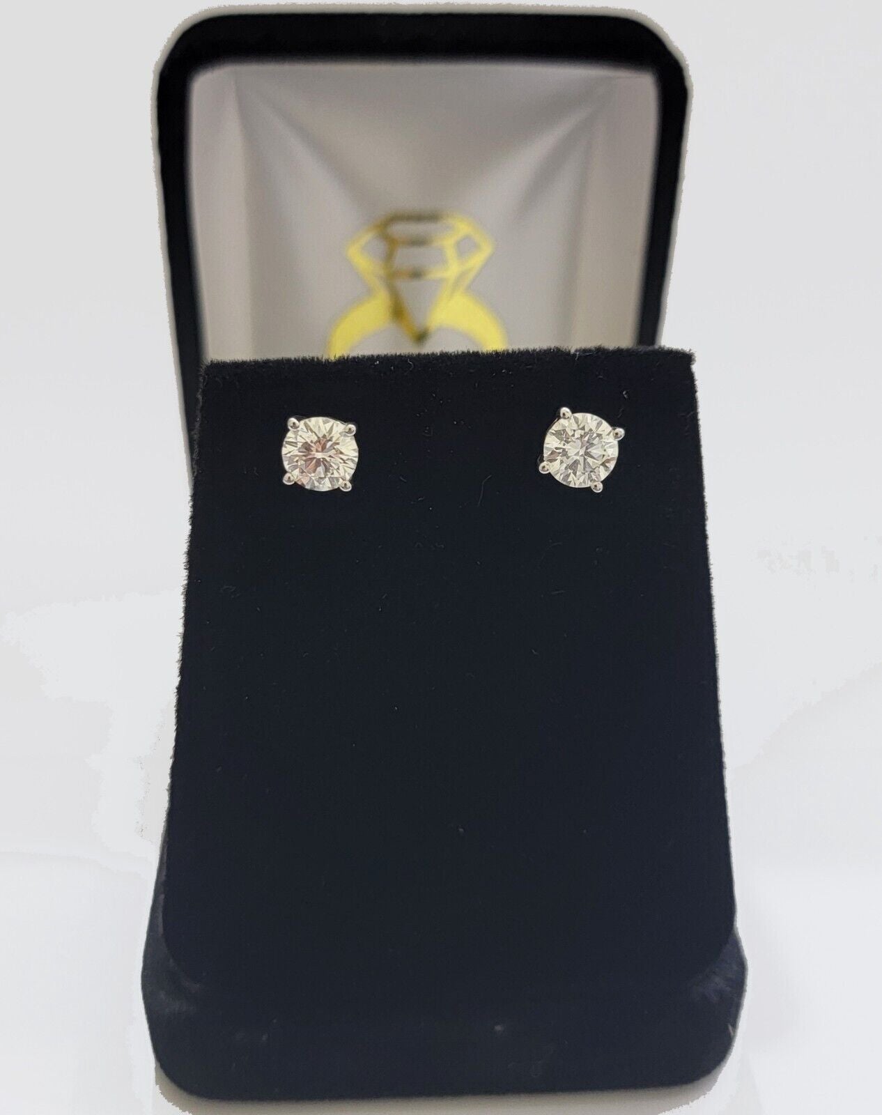 Real 14k White Gold 1CT Diamond Stud Earring 1/2 CT each,VS diamond Lab Created - GoldenlinQ