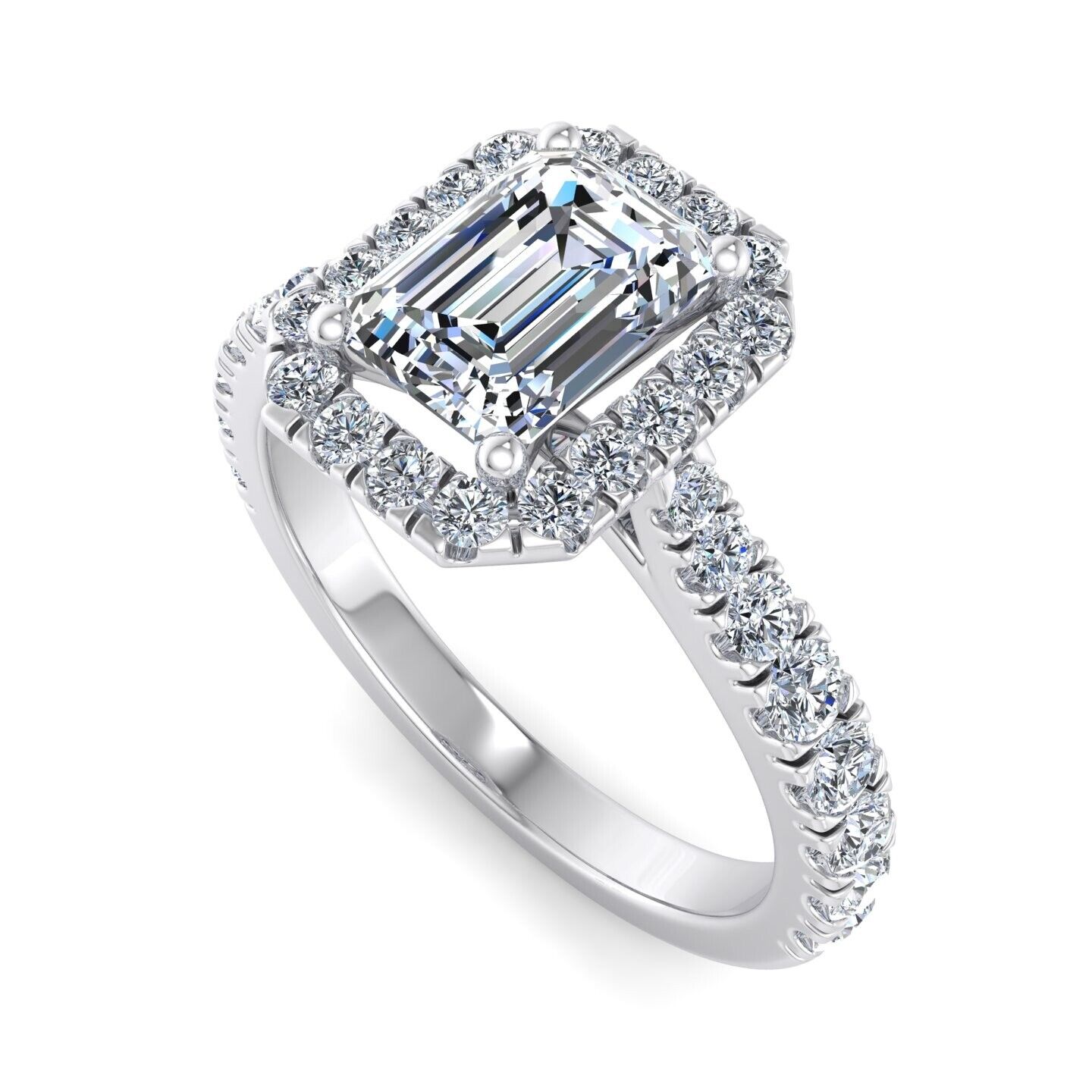 Real 14k White Gold IGI Certified 1.25CT Lab Created VS Diamond Ring Emerald Cut - GoldenlinQ