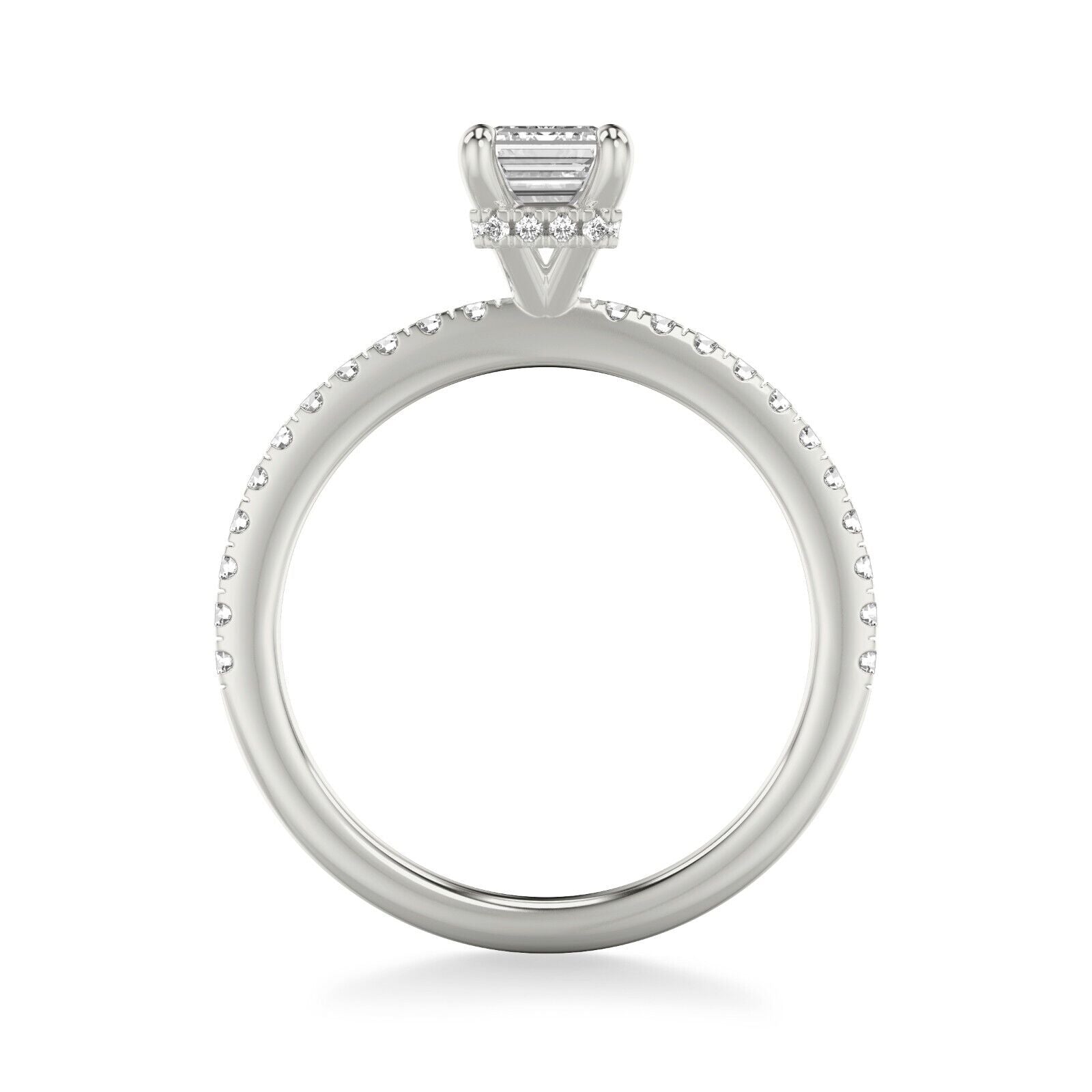 Real 14k White Gold IGI Certified 1.25CT Lab Created VS Diamond Ring Emerald Cut - GoldenlinQ