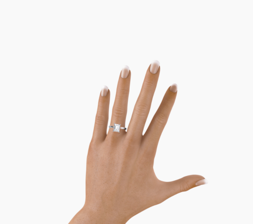 Real 14k White Gold IGI Certified 1.25CT Lab Created VS Diamond Ring Emerald Cut - GoldenlinQ