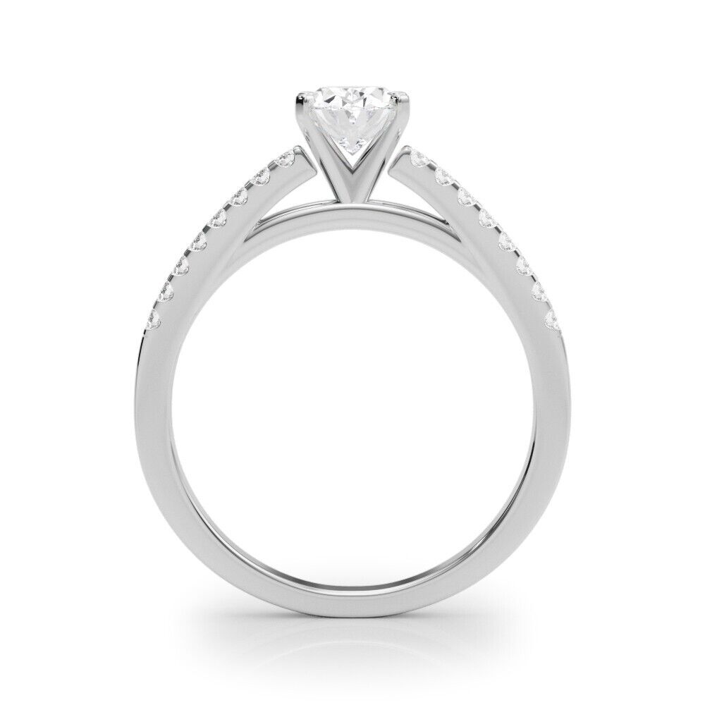 Real 14k White Gold IGI Certified 1.25CT Lab Created VS Diamond Ring Oval Shaped - GoldenlinQ