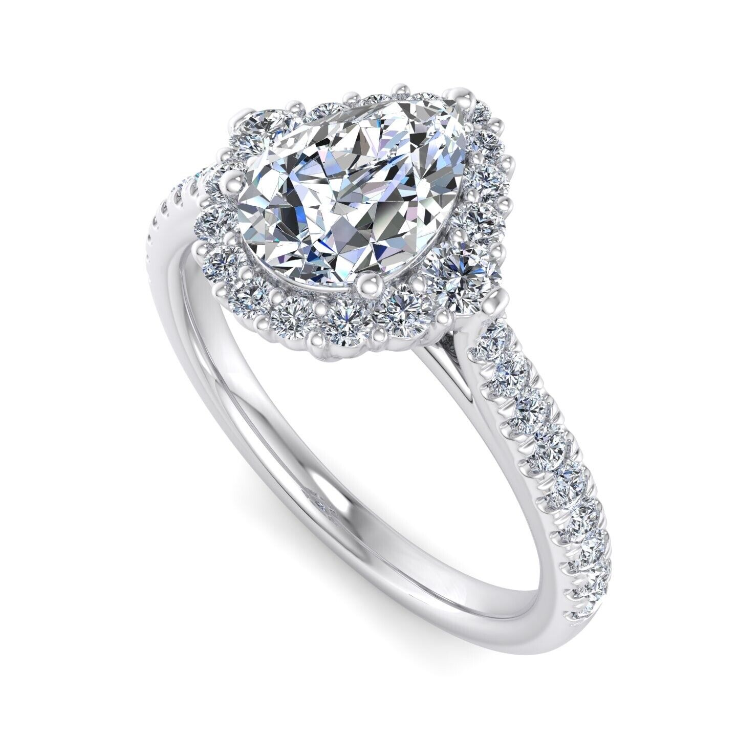 Real 14k White Gold IGI Certified 1.25CT Lab Created VS Diamond Ring Pear Shaped - GoldenlinQ