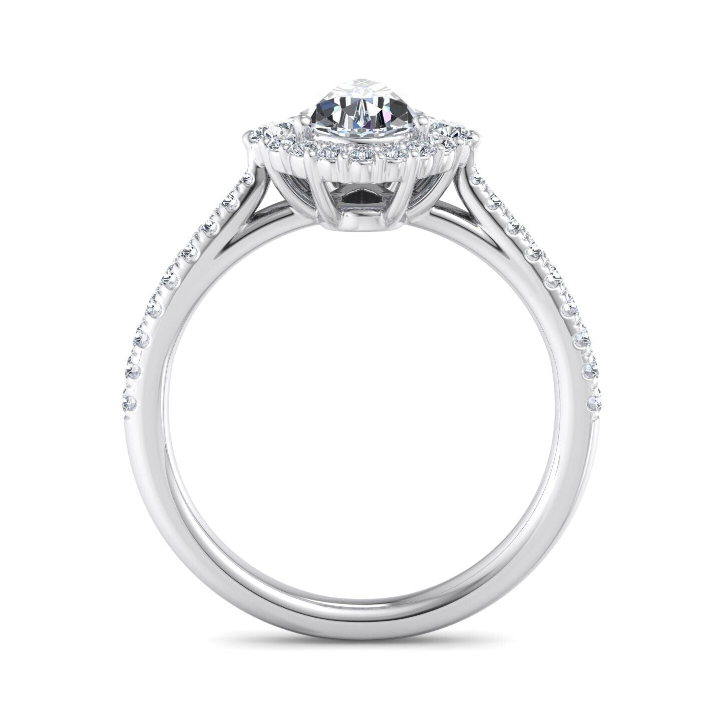 Real 14k White Gold IGI Certified 1.25CT Lab Created VS Diamond Ring Pear Shaped - GoldenlinQ