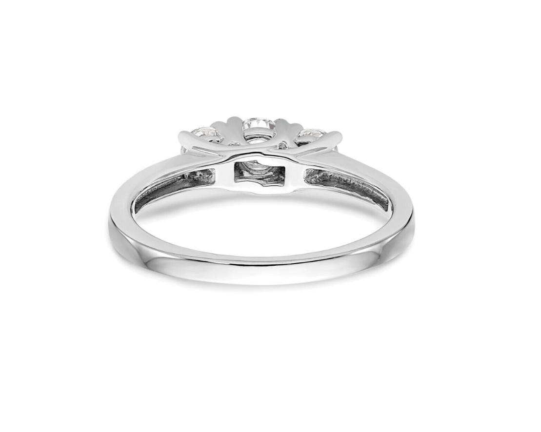 Real 14k White Gold IGI Certified 3 Diamond Ring 3CT Lab Grown Round VS Clarity - GoldenlinQ