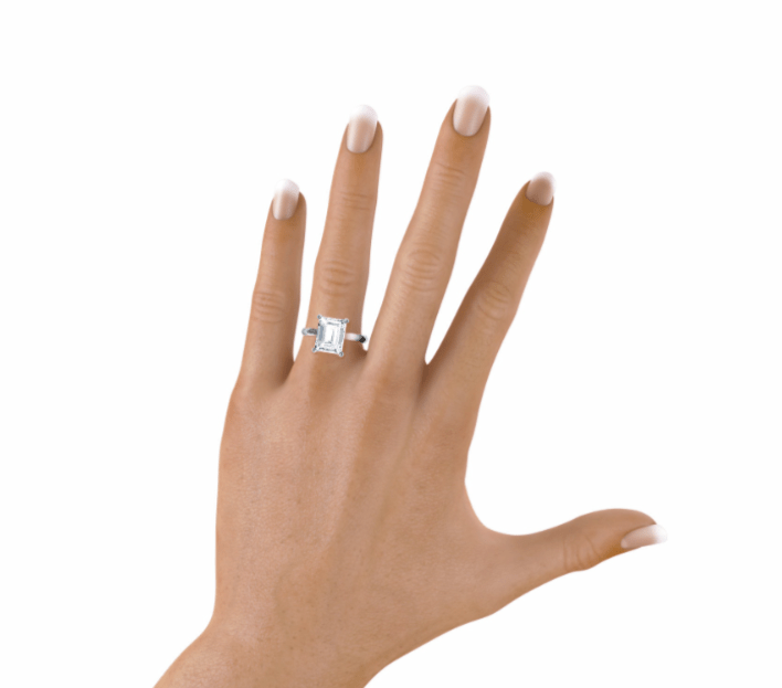 Real 14k White Gold IGI Certified 3CT Lab Grown Diamond Ring VS Clarity Emerald - GoldenlinQ