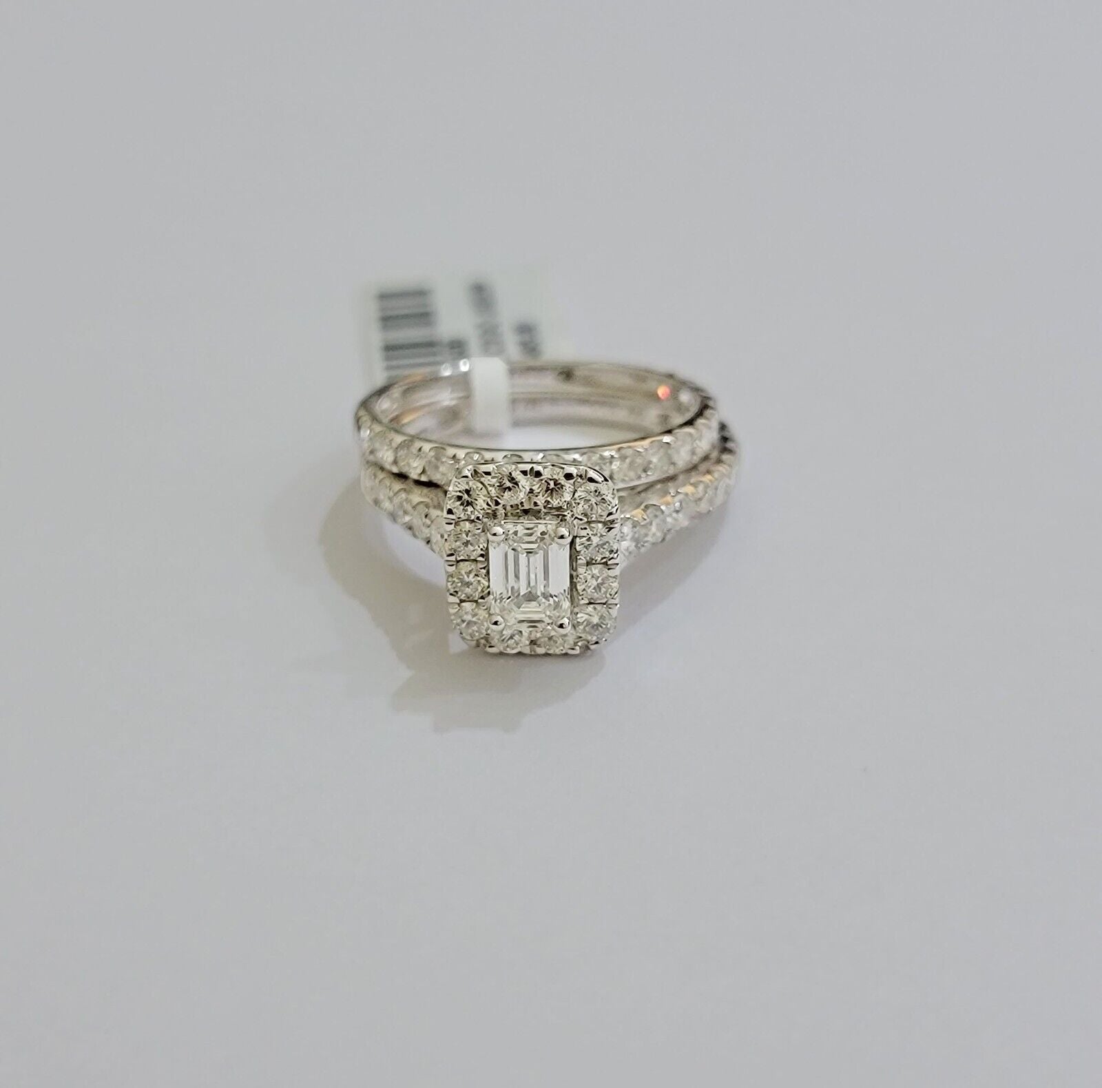 Real 14k White Gold Ring 2CT Diamond Engagement Wedding Ladies Band SET - GoldenlinQ