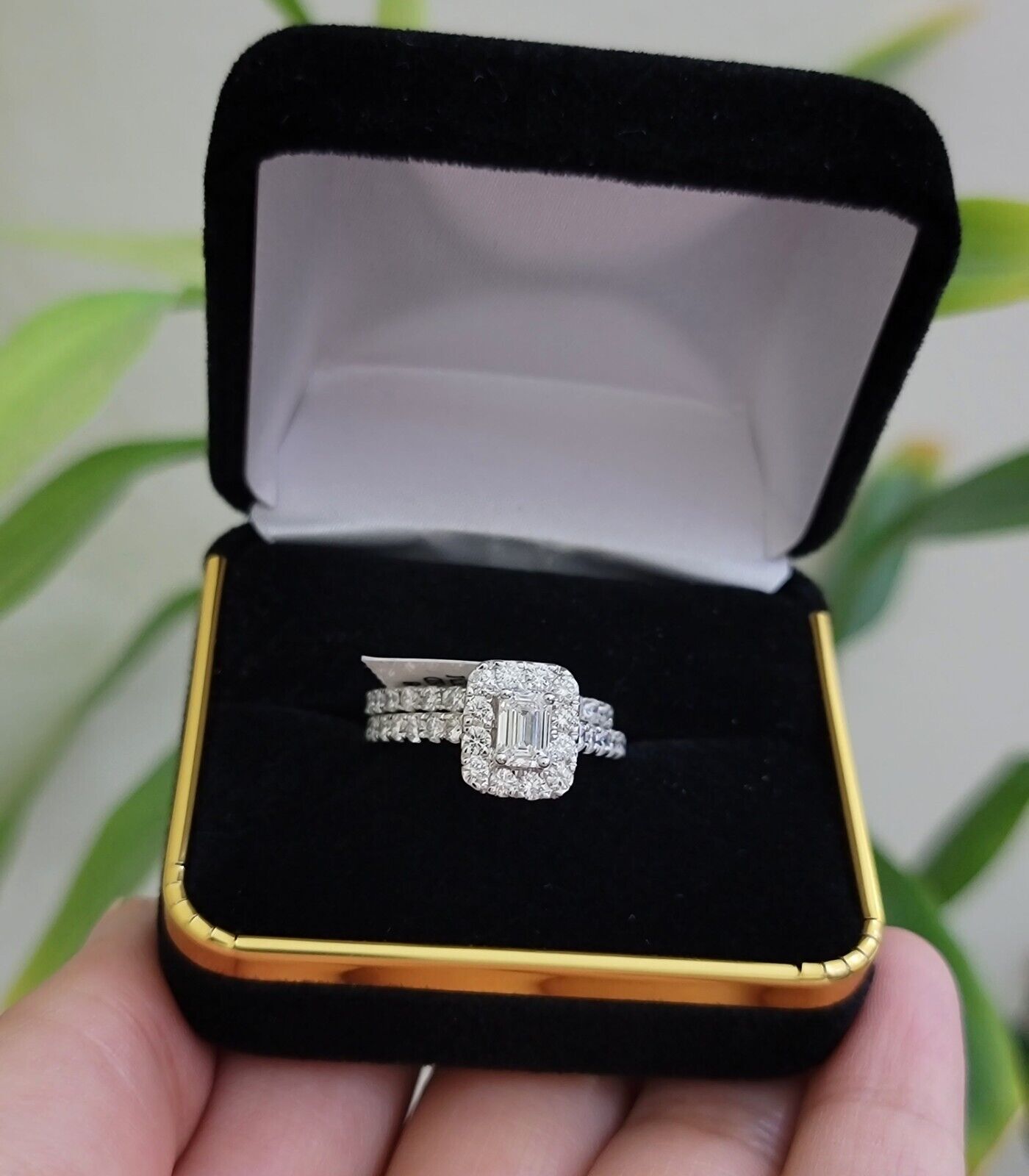 Real 14k White Gold Ring 2CT Diamond Engagement Wedding Ladies Band SET - GoldenlinQ