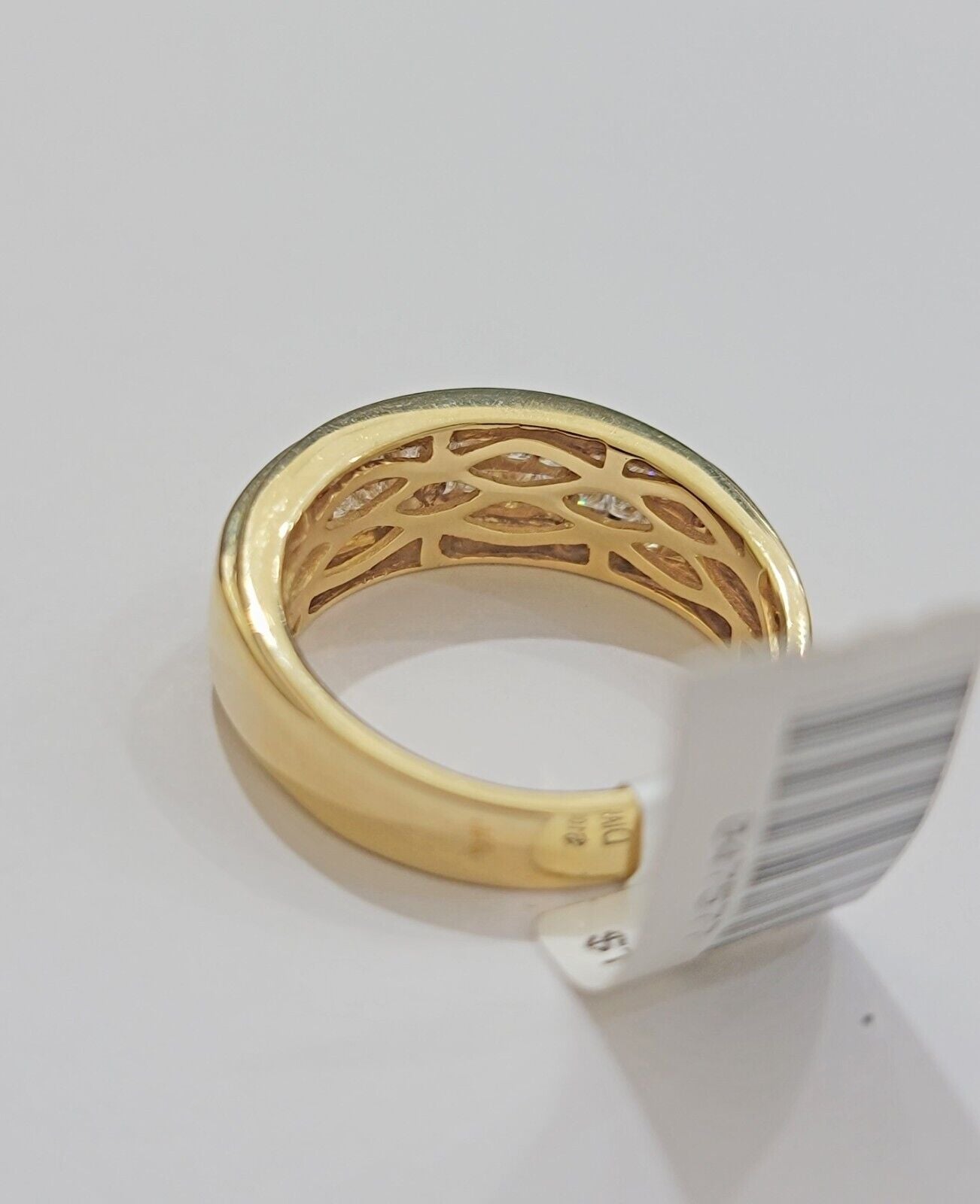 Real 14k Yellow Diamond Ring Mens Band 0.97 Ct Princess Cut Wedding Engagement - GoldenlinQ