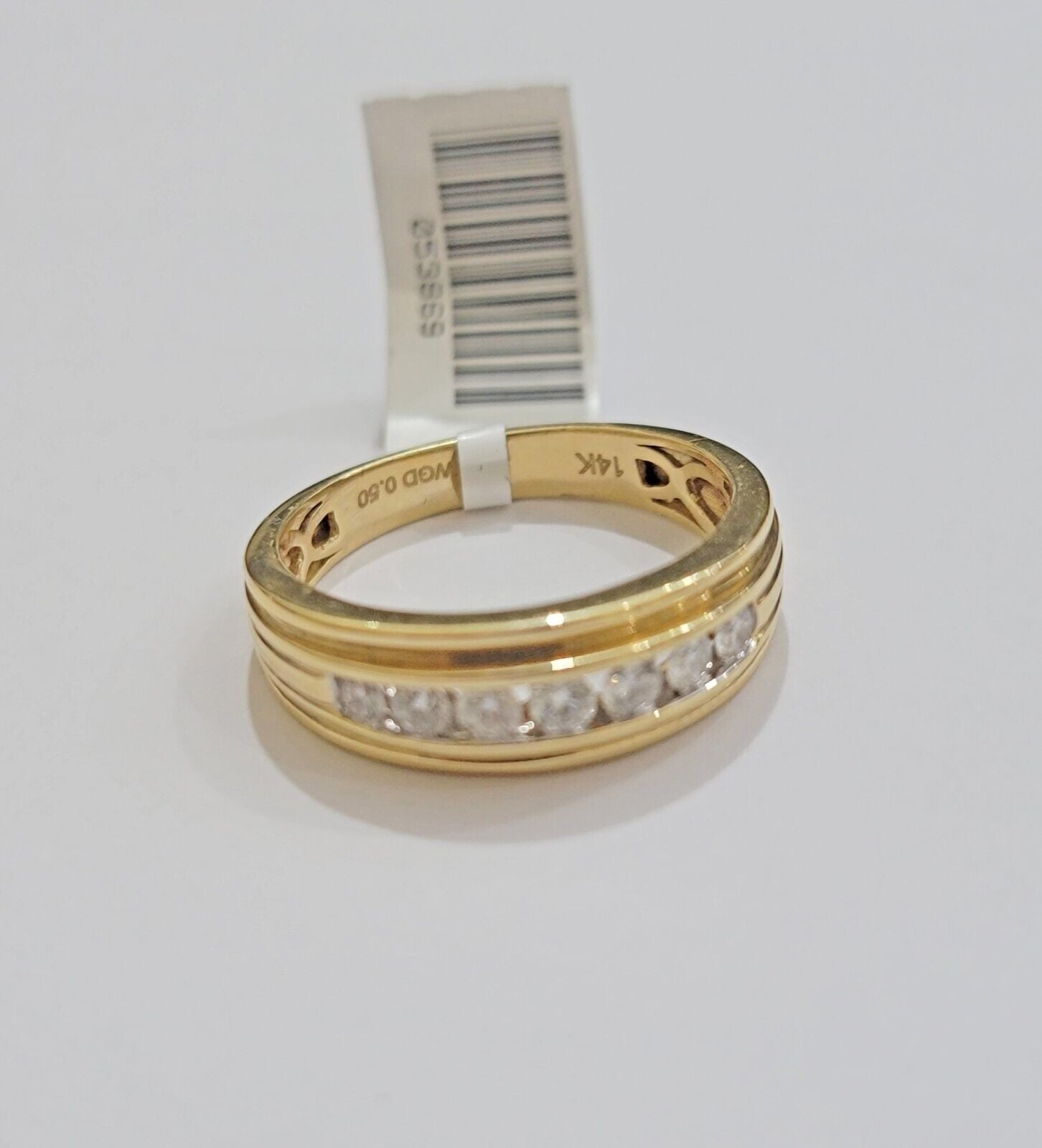 Real 14k Yellow Diamond Ring Mens Band 1/2Ct Round Cut Wedding Engagement Size10 - GoldenlinQ
