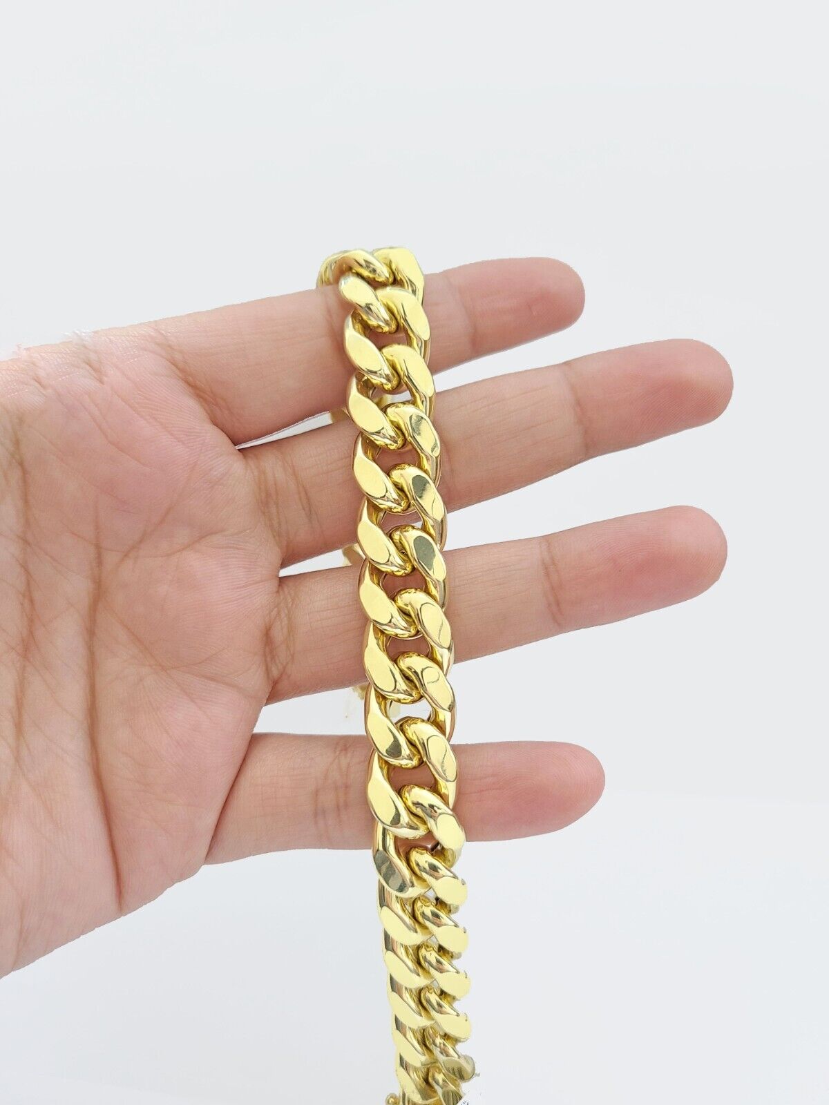 Real 14k Yellow Gold 13mm Miami Cuban Bracelet 9" inch 14kt Unisex Men Women - GoldenlinQ