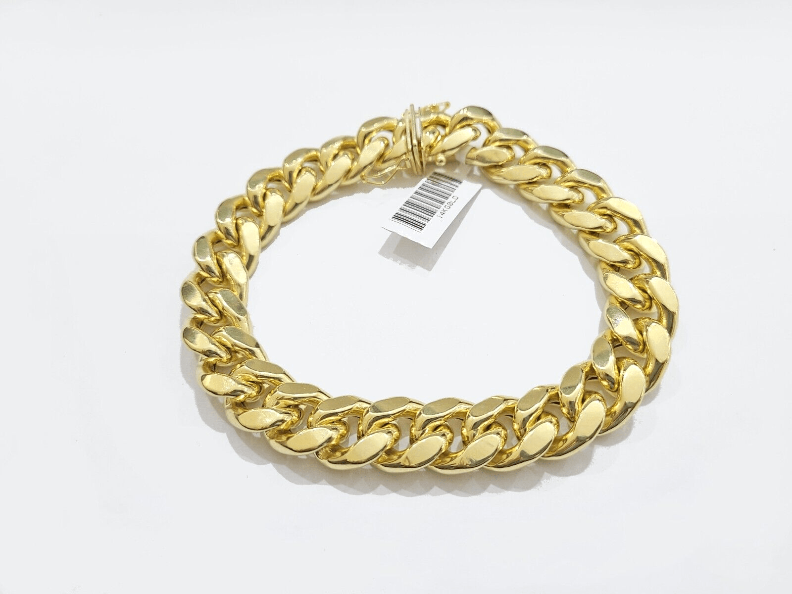 Real 14k Yellow Gold 13mm Miami Cuban Bracelet 9" inch 14kt Unisex Men Women - GoldenlinQ
