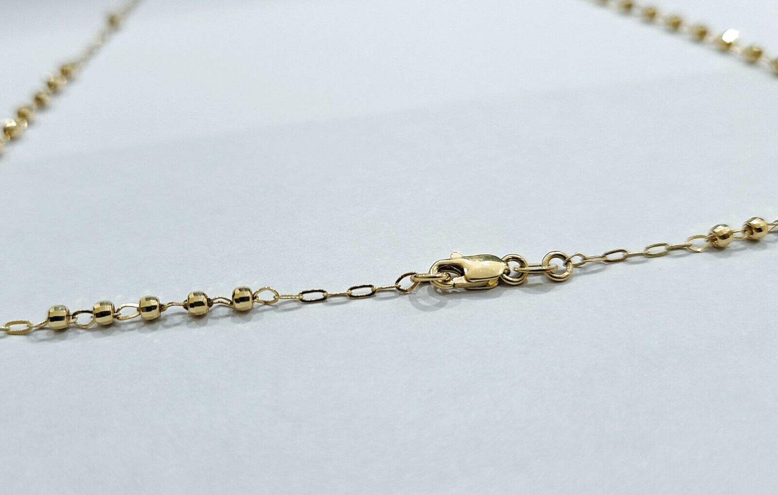 Real 14k Yellow Gold 2mm Rosary Chain 18" inch Necklace And Jesus cross Pendant - GoldenlinQ