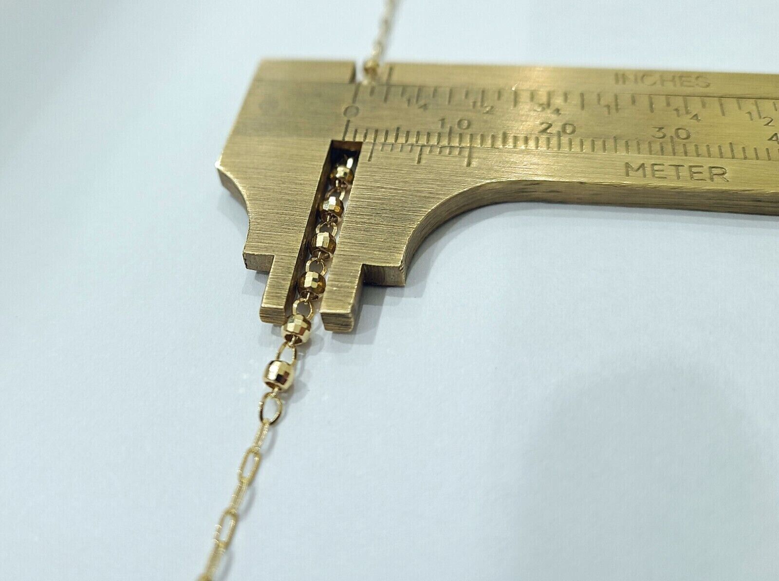 Real 14k Yellow Gold 2mm Rosary Chain 18" inch Necklace And Jesus cross Pendant - GoldenlinQ